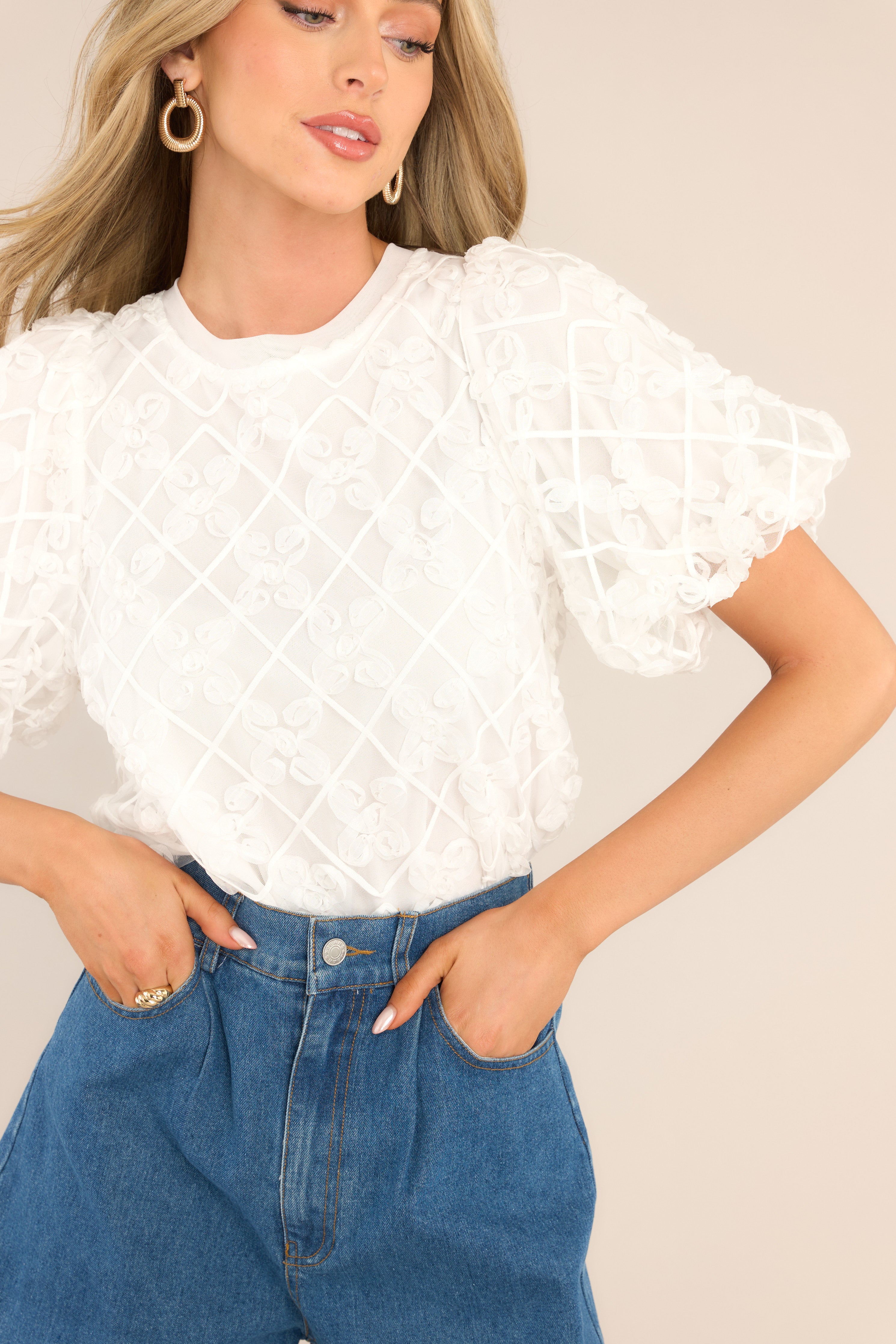 Whispering Willow White Lace Blouse