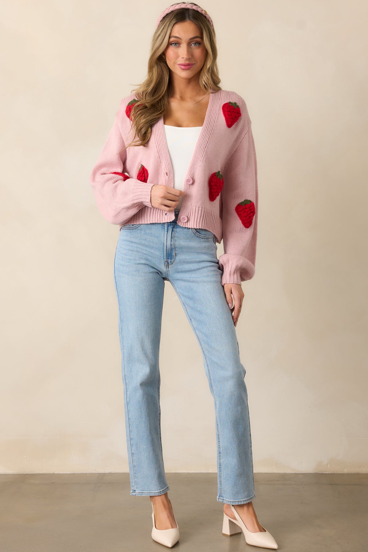 Daria Light Pink Knitted Cardigan main image 1