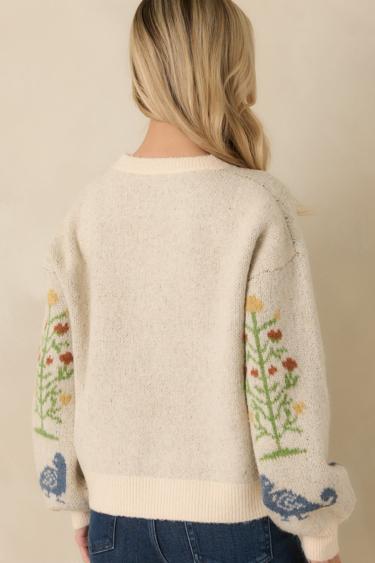 Prosperina Fablekeeper Ivory Multi Folk Art Knit Sweater