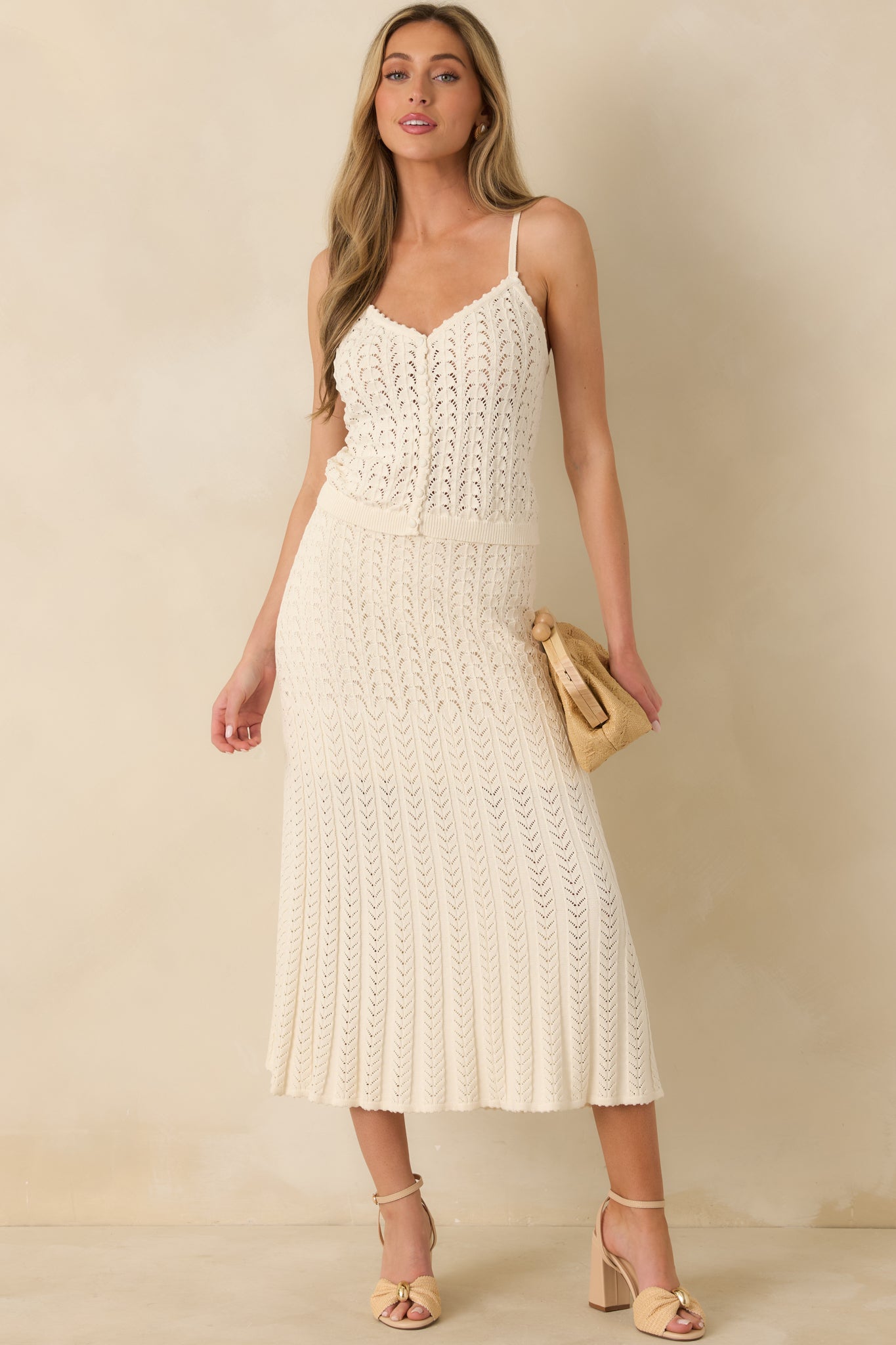 Z Supply Ivory Lexa Sweater Midi Skirt | Red Dress