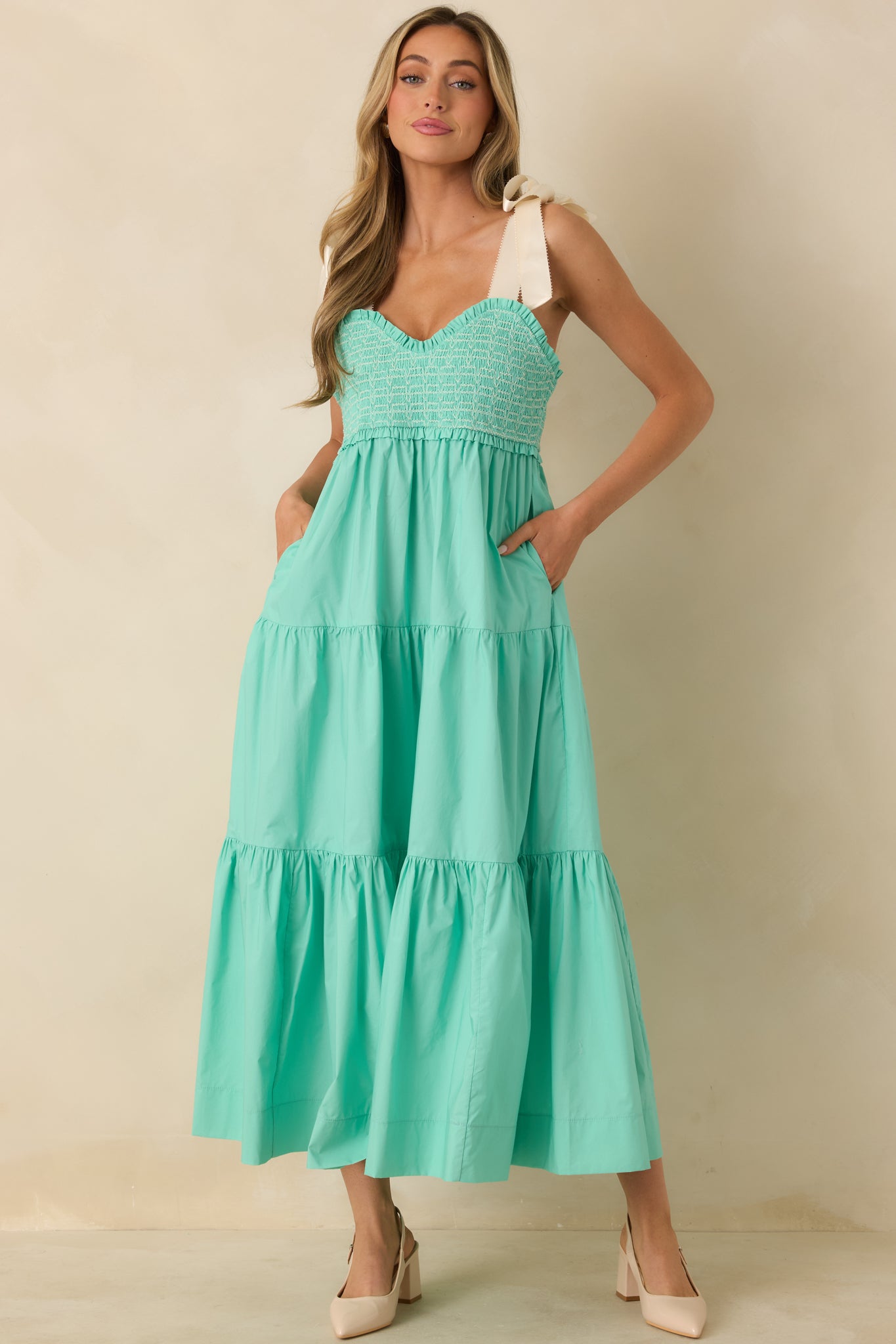 Women's The Felicity Mint Green Cotton Midi Dress | Size: M | Red Dress Women's The Felicity Mint Green Cotton Midi Dress | Size: M | Red Dress