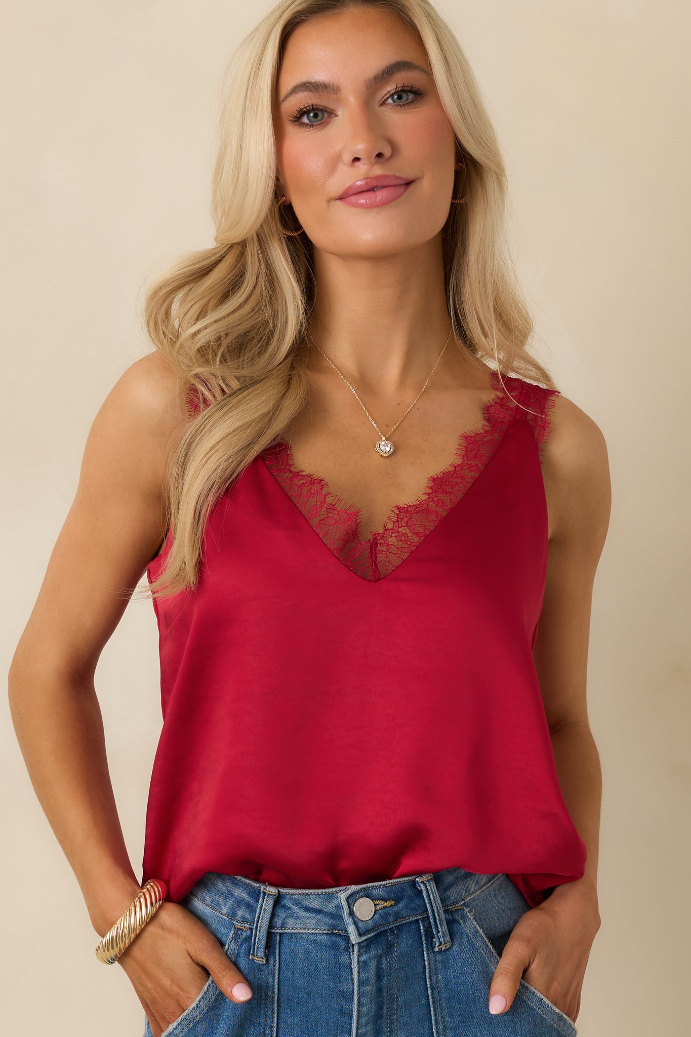 トップス the red thread lace trim layer cami SOLY HUX Women's Ruched Lace Cami Top Drawstring Sleeveless