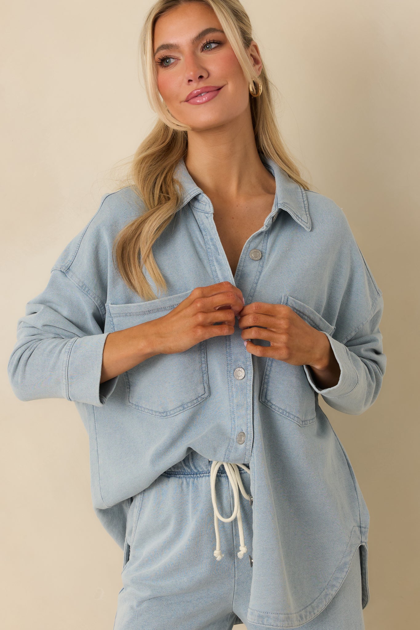 Z Supply Ocean Air Indigo All Day Knit Denim Jacket | Shop Now