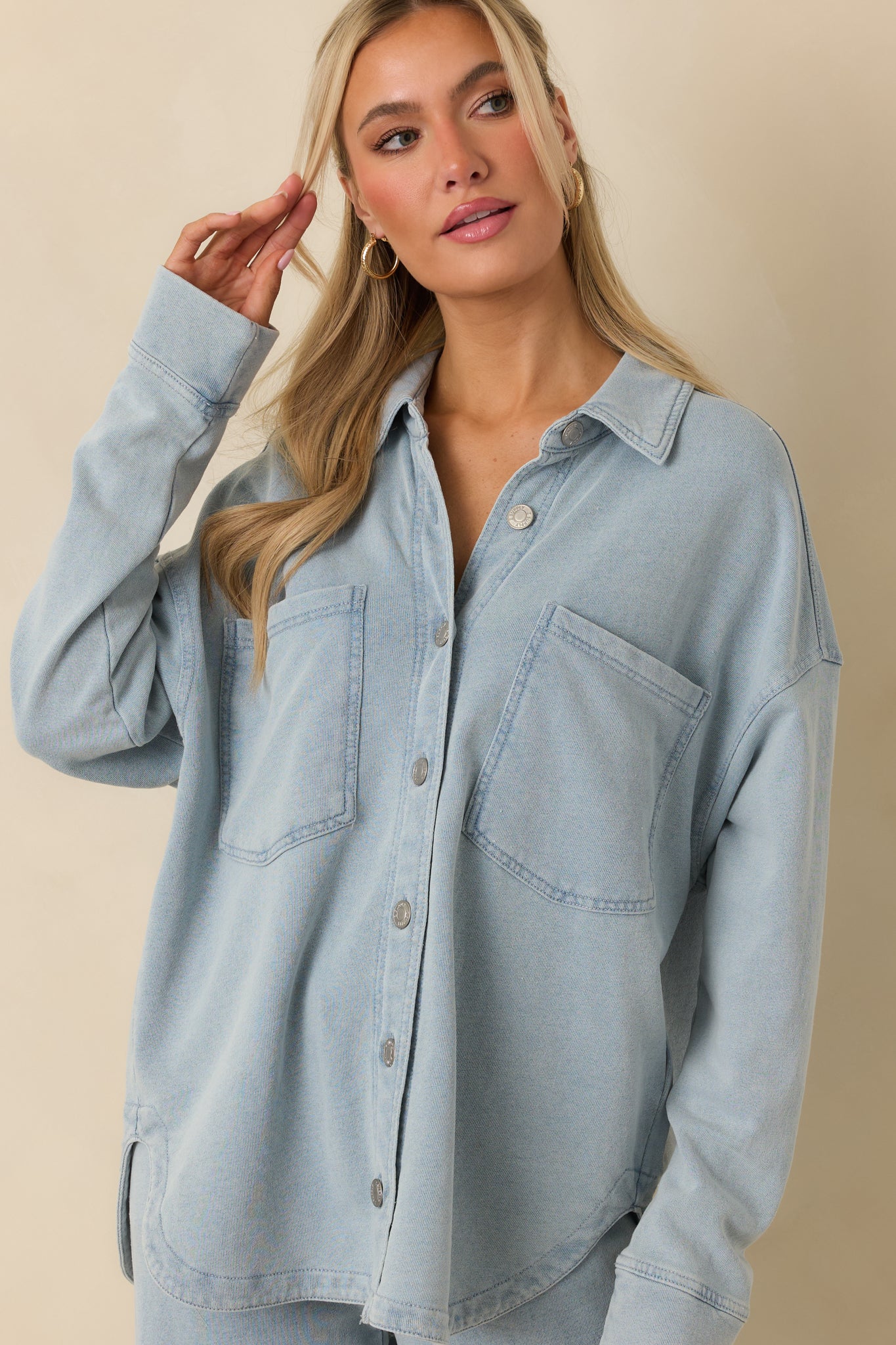 Z Supply Ocean Air Indigo All Day Knit Denim Jacket | Shop Now