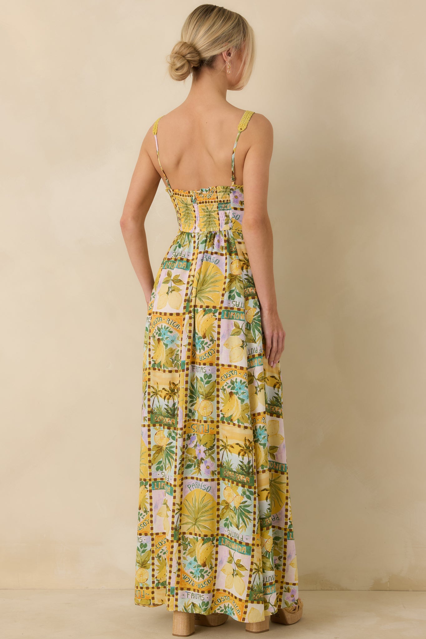 Women's One To Remember Yellow Tropical Print Linen Blend Maxi Dress | Size: S | Red Dress Women's One To Remember Yellow Tropical Print Linen Blend Maxi Dress | Size: S | Red Dress