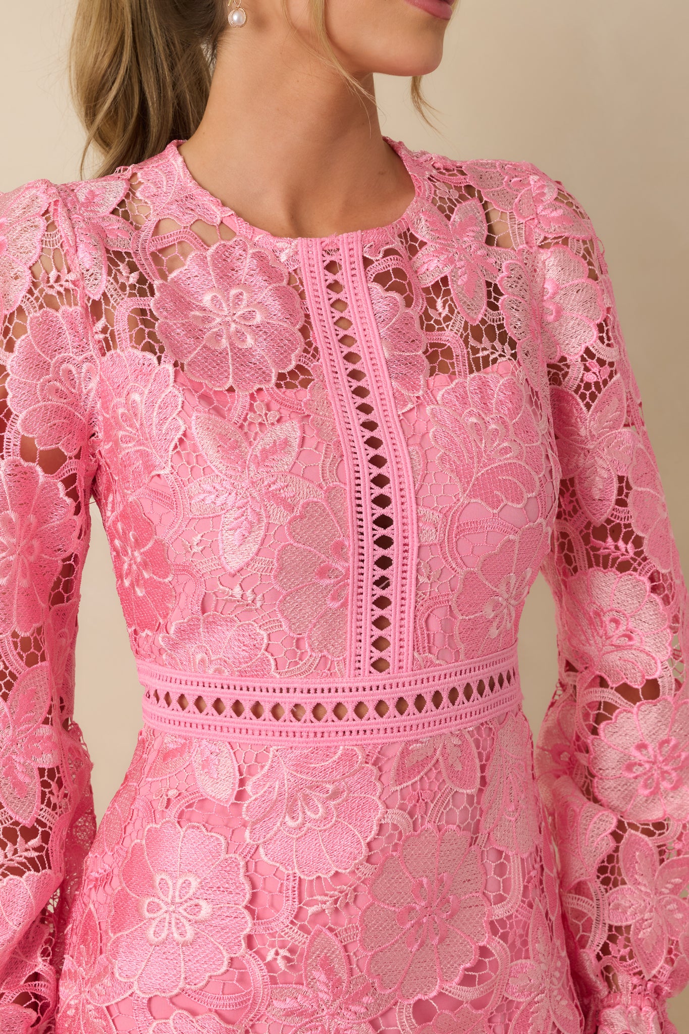 Pink Floral Embroidered Long Sleeve Mini Dress - All Dresses | Red Dress Pink Floral Embroidered Long Sleeve Mini Dress - All Dresses | Red Dress