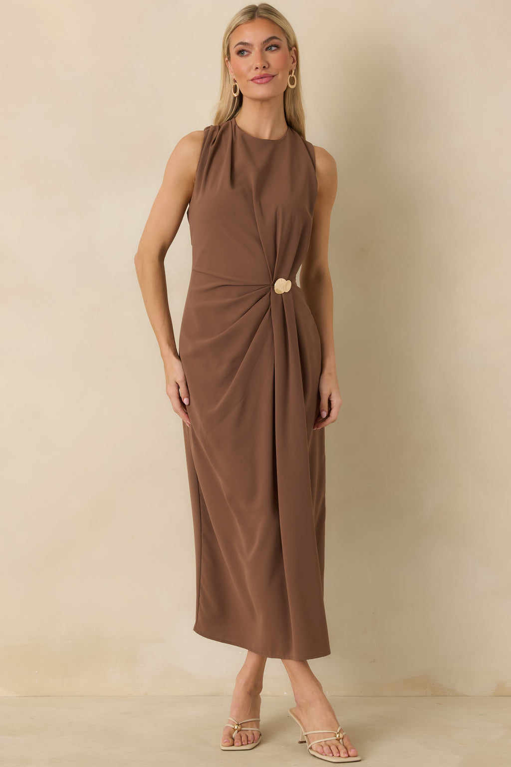 ruched brown dress Move With Purpose Light Maxi Size:31/27 dtlrexclusive_false out occasions Subtle side Tumblr