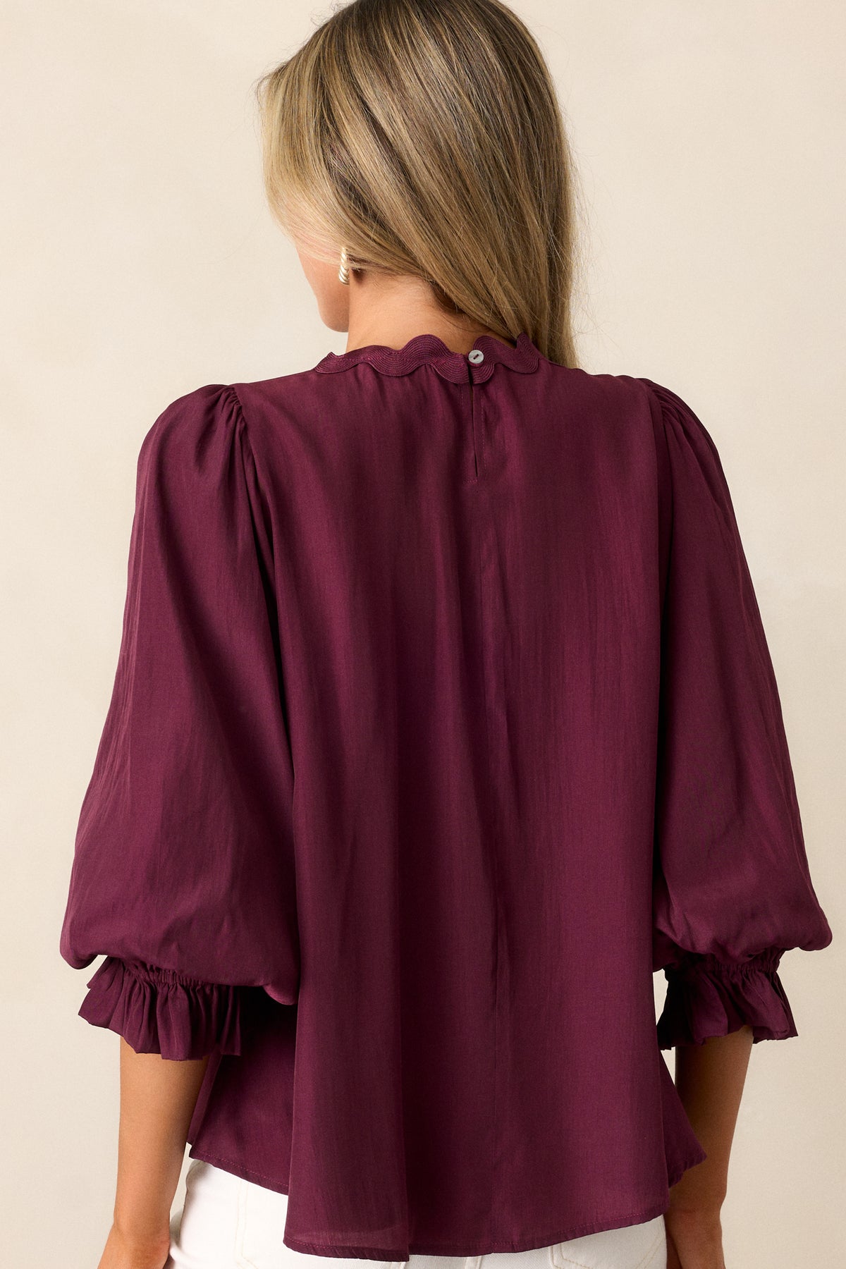 Dark Sangria Purple Ric Rac Blouse - All Tops | Red Dress