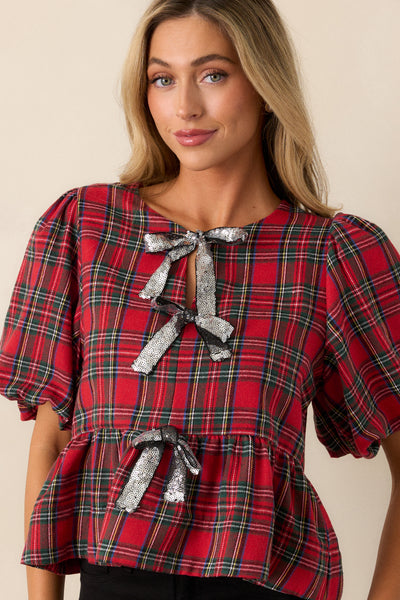 ミストレアスBig Puff Sleeve Ribbon Blous｜トップス