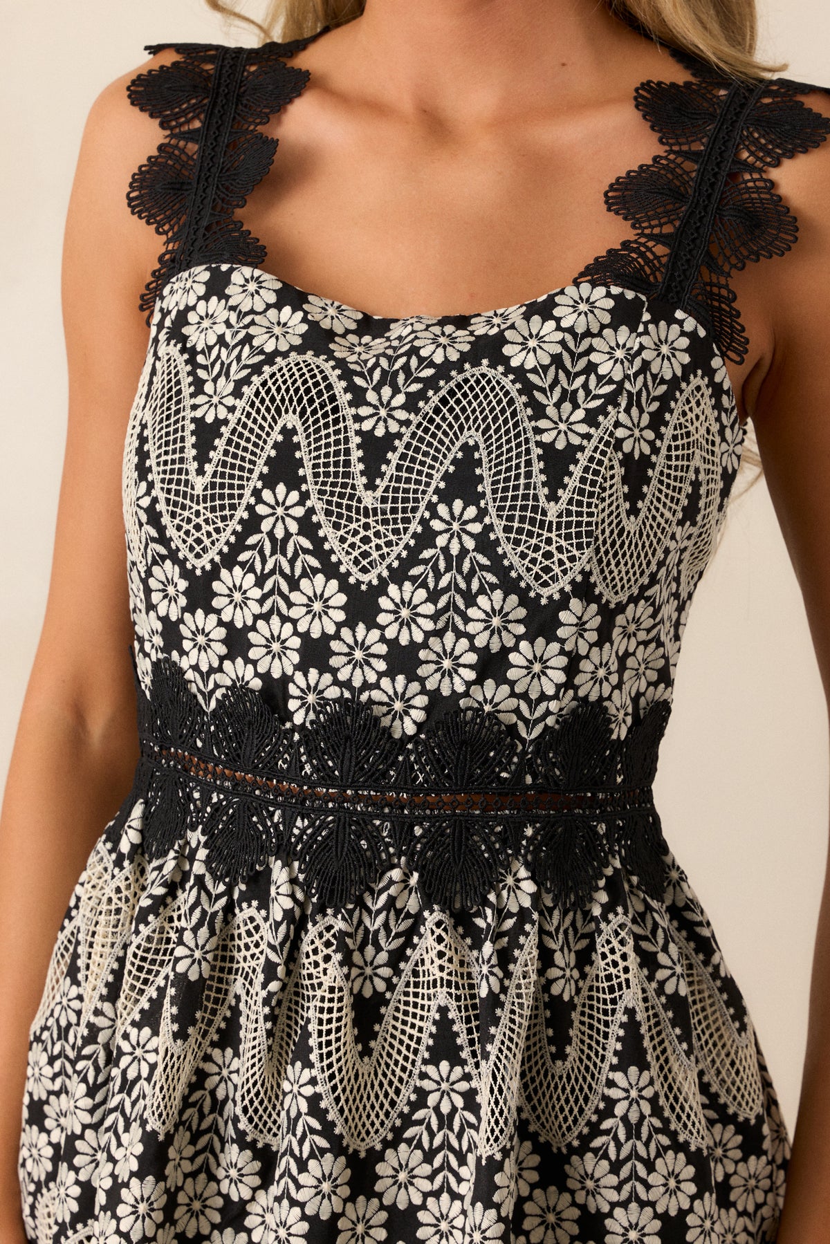 Black Eyelet Midi Dress