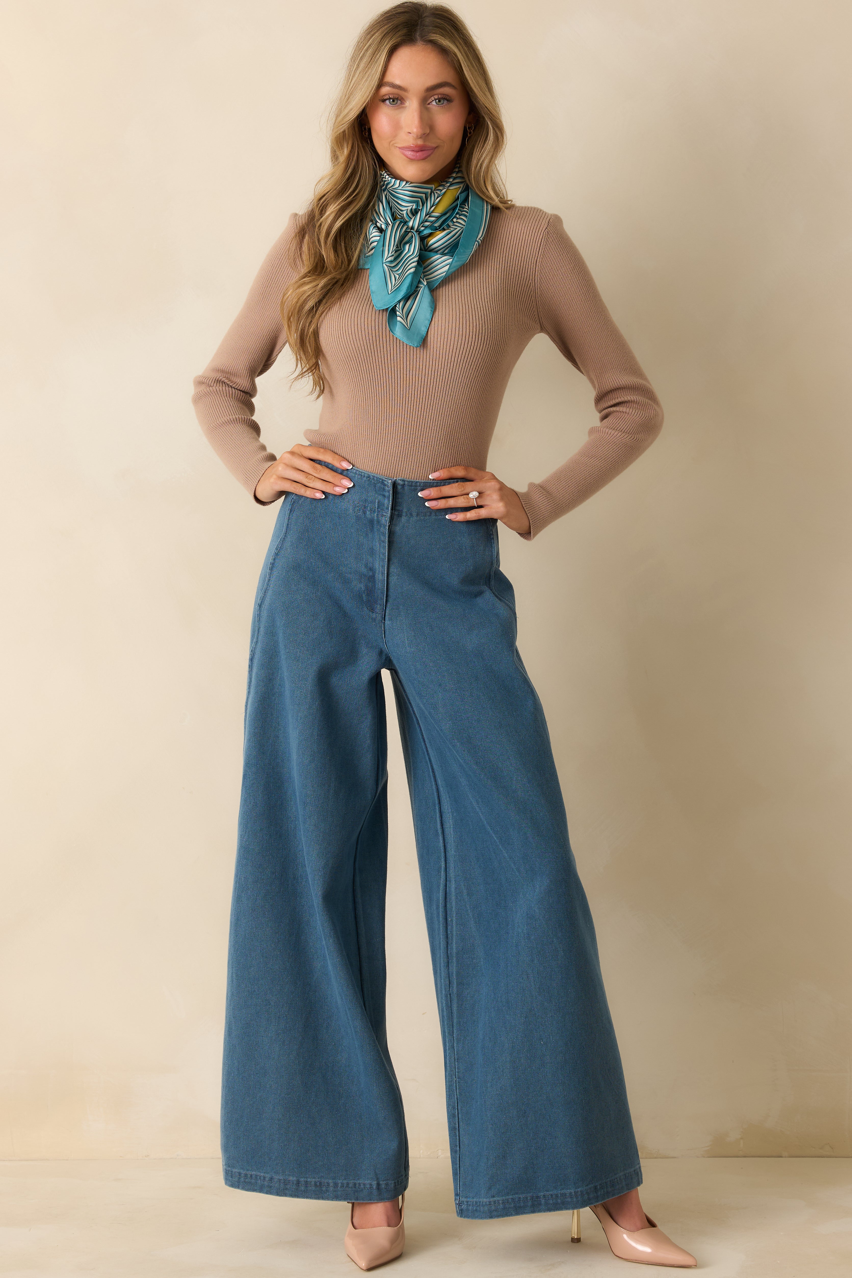 The Way It Used To Be Taupe Ribbed Knit Long Sleeve Sweater