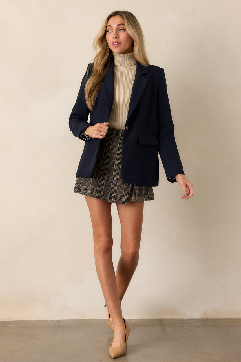 Brown Back Pleat Skort