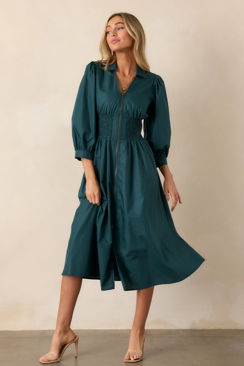 FOREST GREEN SLEEVE MIDI