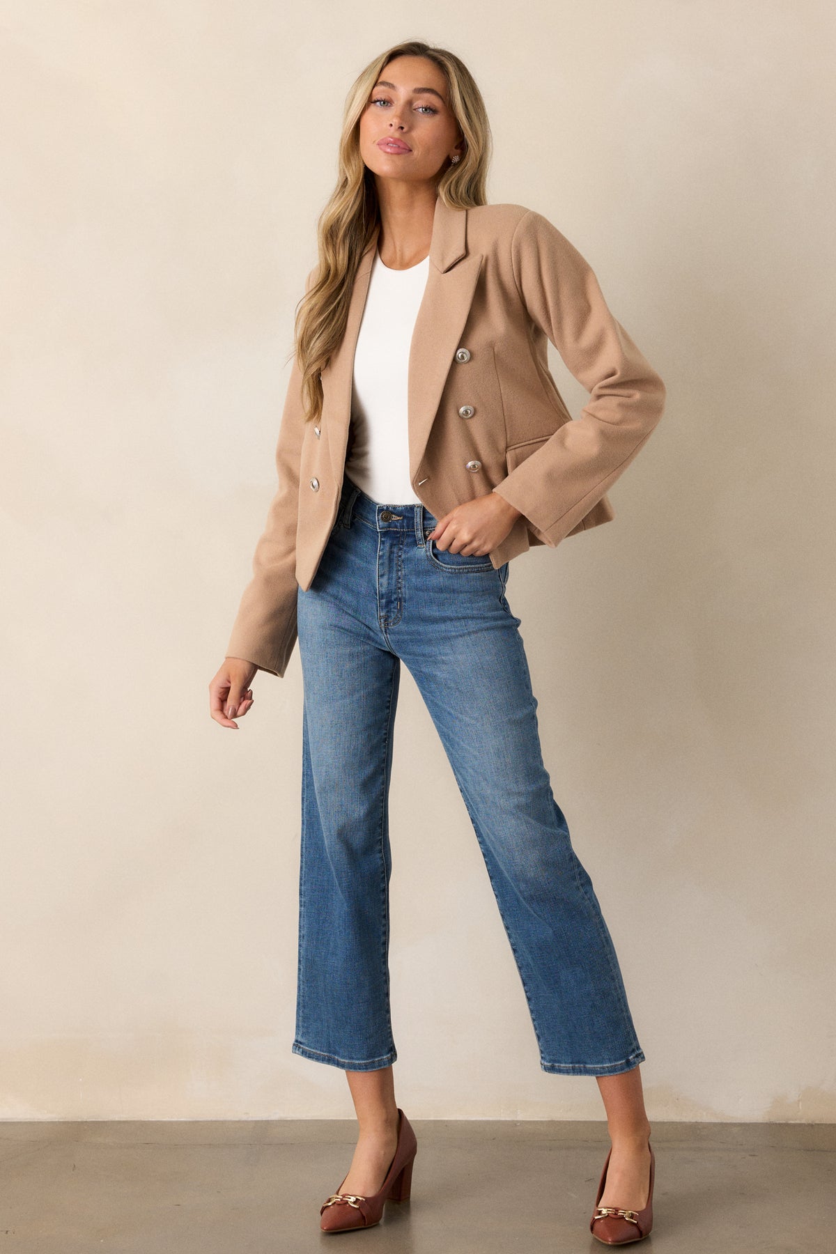 The Medium Wash Cropped Straight Leg Denim main image 1