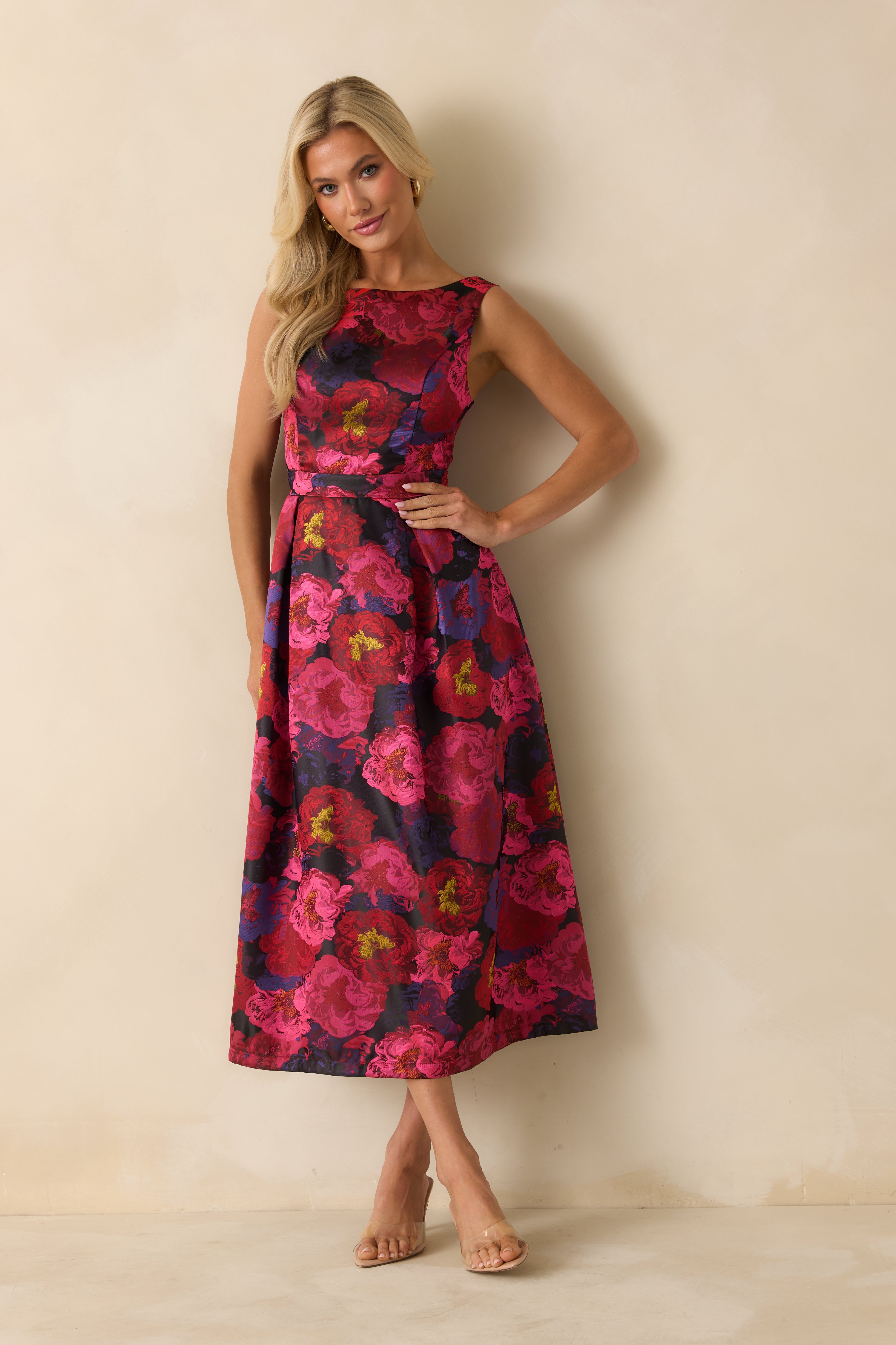 ワンピース Classic Floral Jacquard Dress(mauve pink Classic Floral