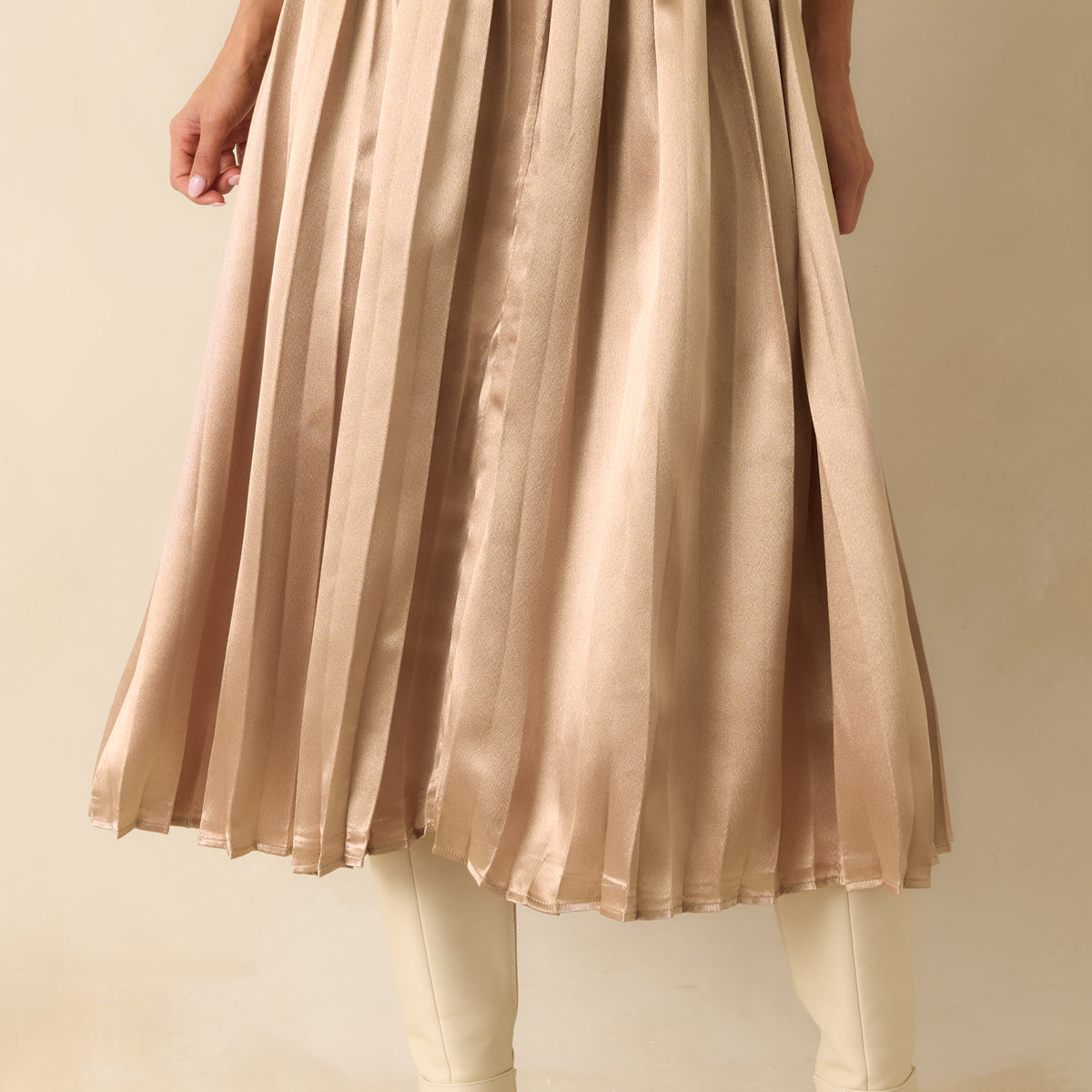Women's Lost In The Stars Champagne Pleated Midi Skirt | Size: M | Red Dress Women's Lost In The Stars Champagne Pleated Midi Skirt | Size: M | Red Dress