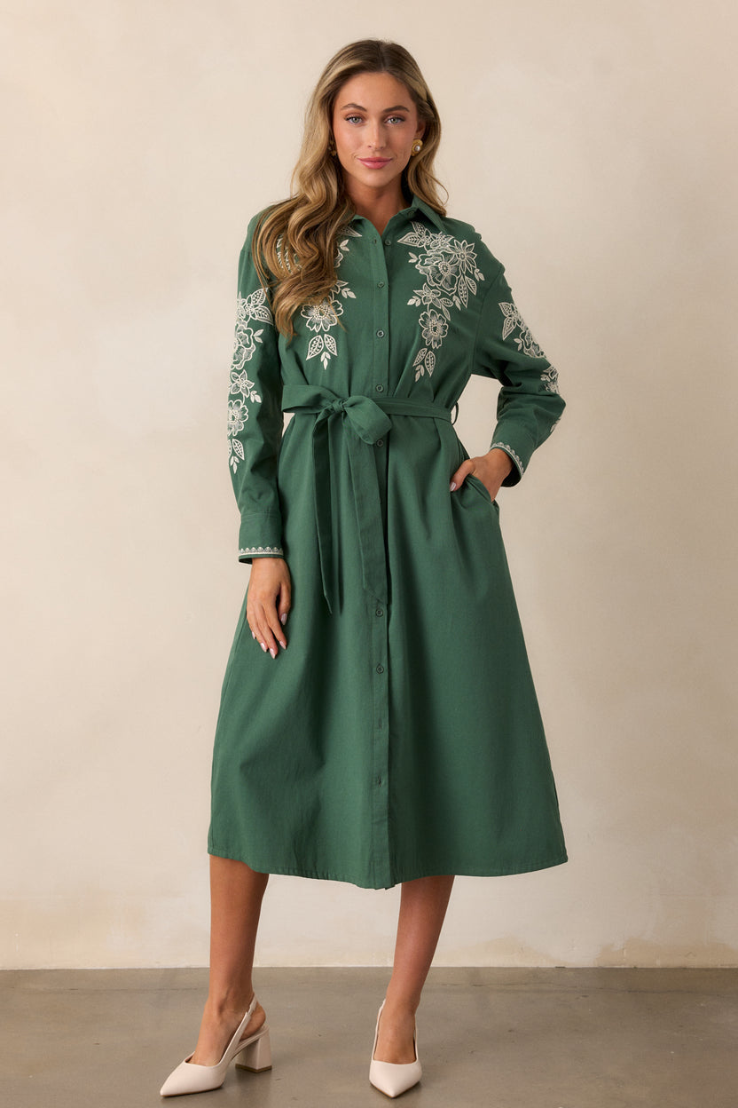 100 Cotton Green Long Sleeve Midi Dress All Dresses Red Dress — free download