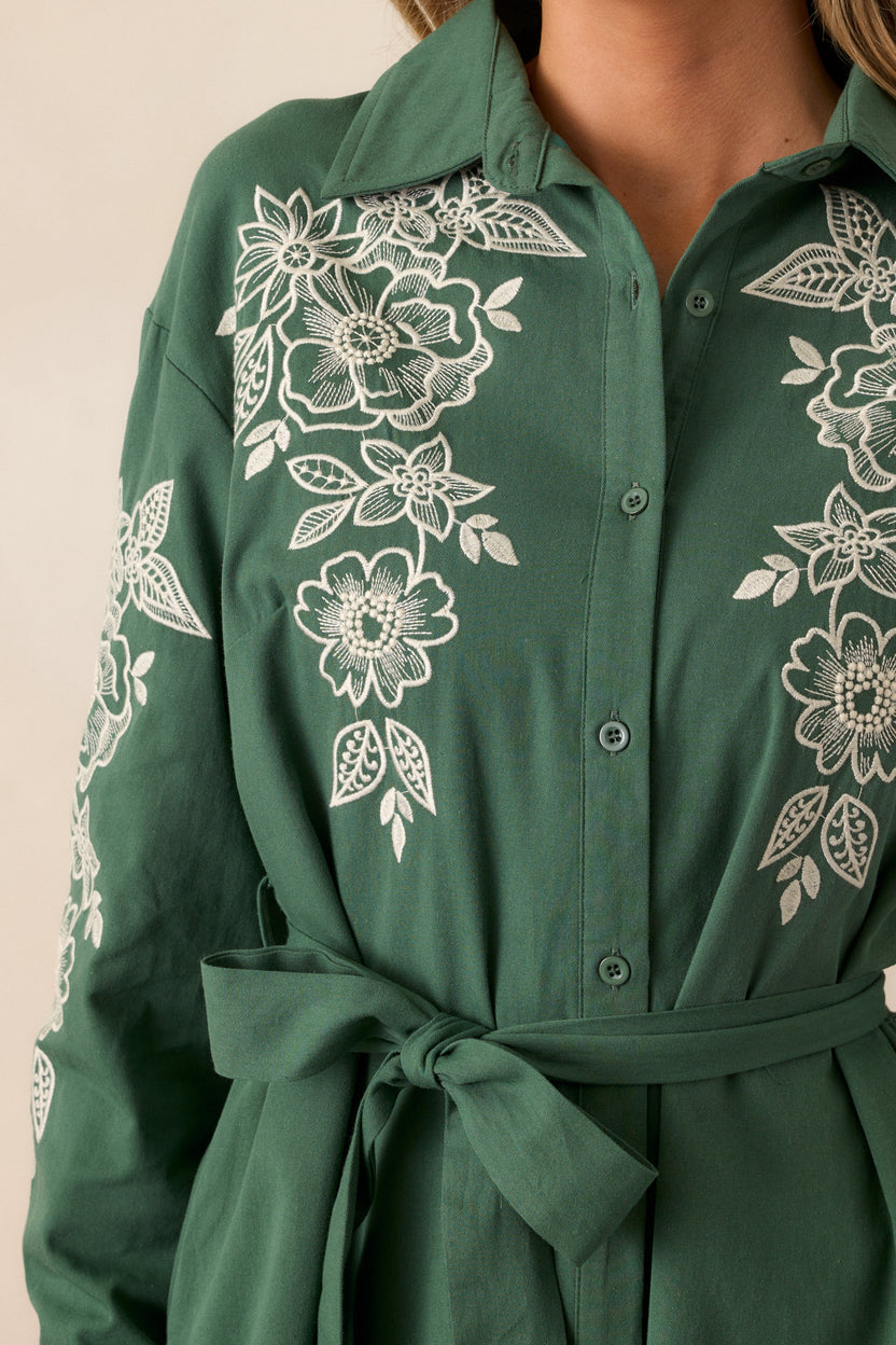 Green Dress For Women / Long Sleeve Midi Dress