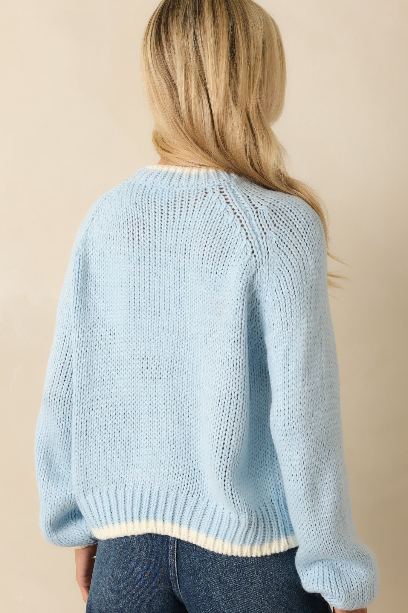 Wishful Thoughts Light Blue Knit Snow Sweater