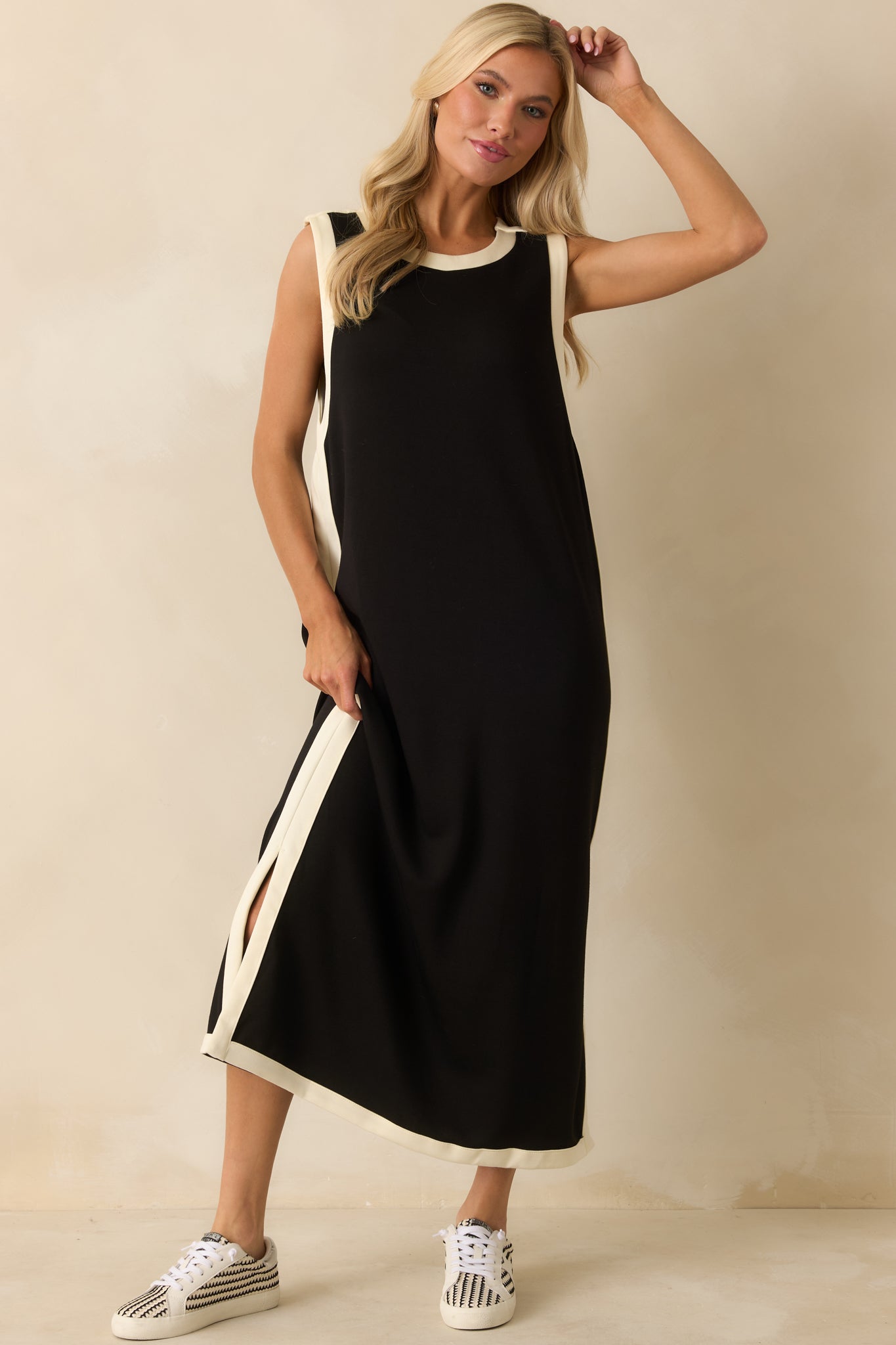 ワンピース theredthread S contrast jersey dress THEREDTHREAD / ザレッドスレッド】S contrast jersey dress mini