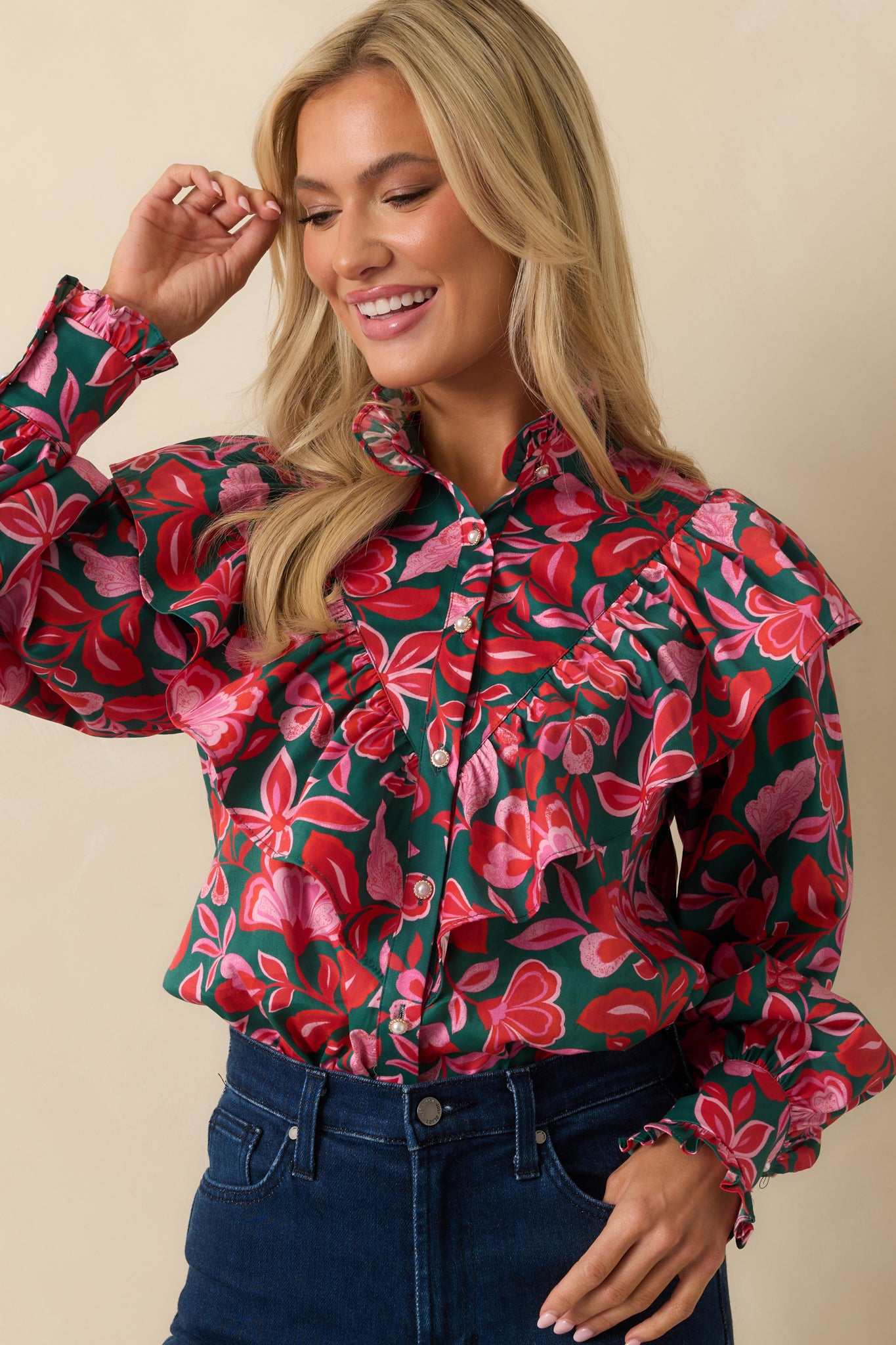 The midsection emphasizes the relaxed silhouette and soft drape of the cotton fabric.