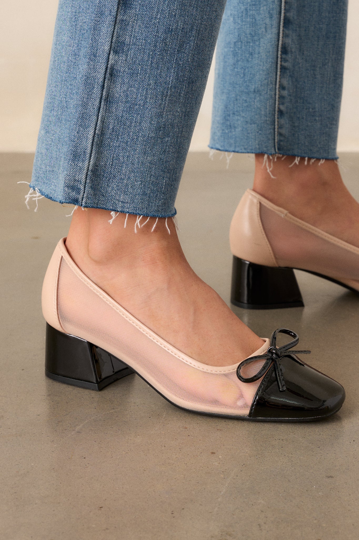 Black Block Heel Ballet Pumps - All Heels | Red Dress