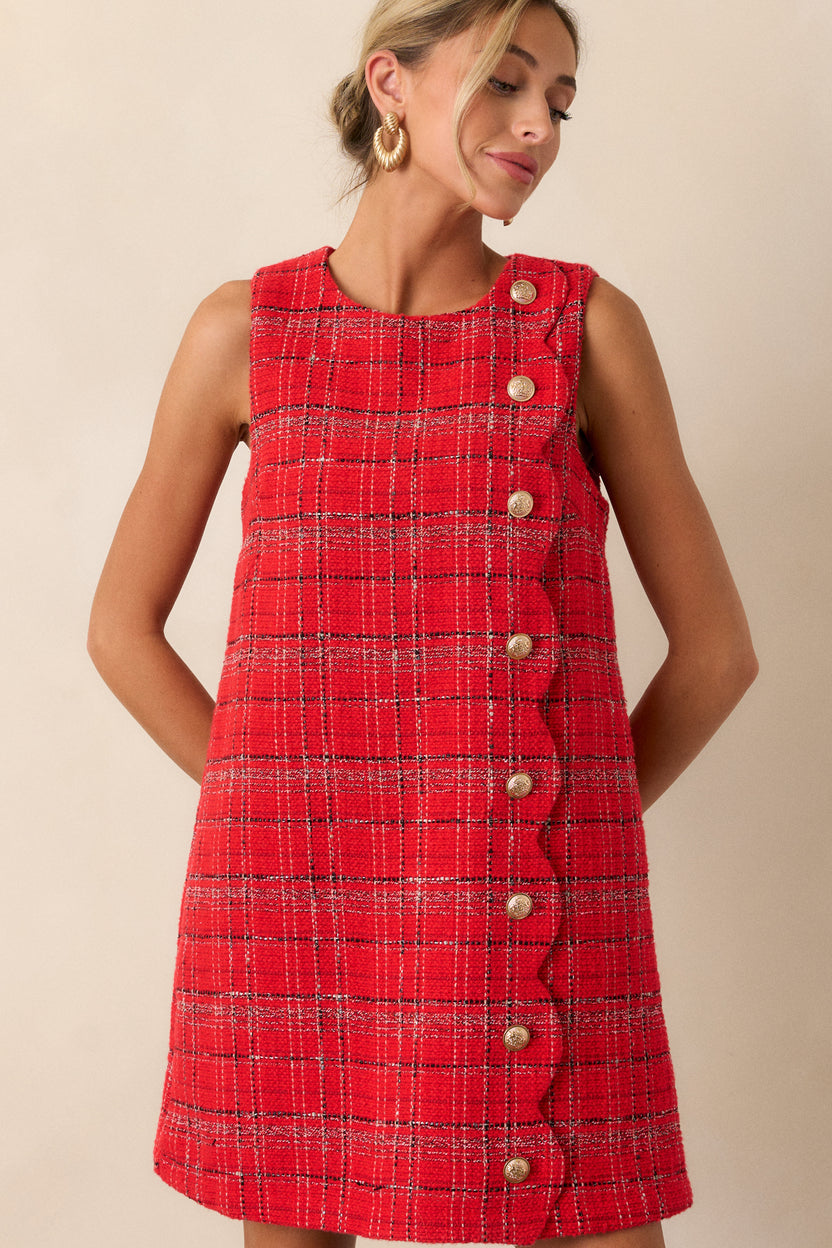Red Tweed Mini Dress