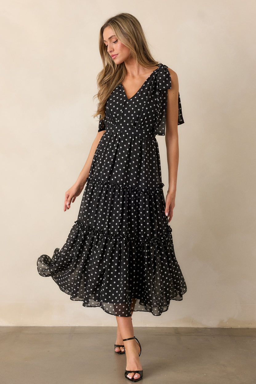 Black And Maroon Polka Dot Hoodie Dress