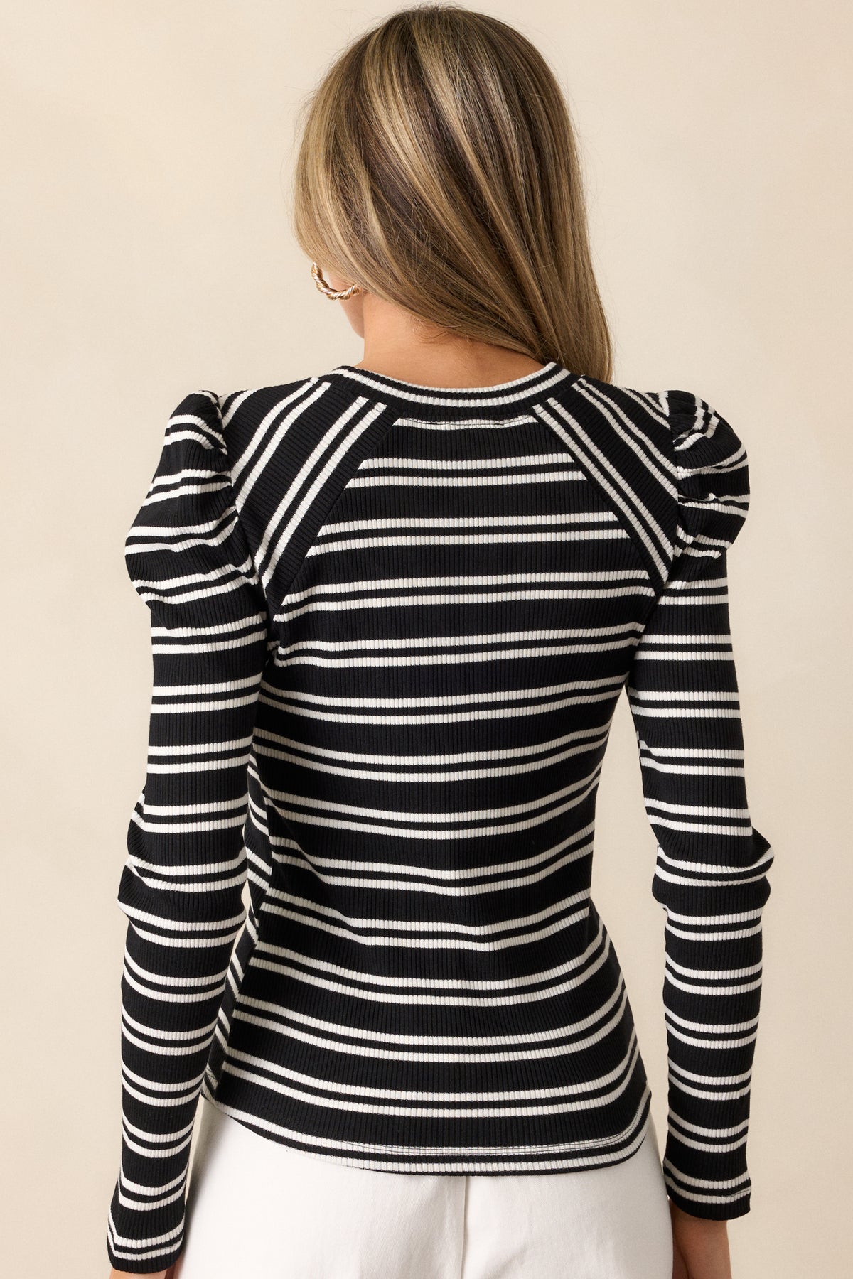 Jae Ribbed Long Sleeve Top Black