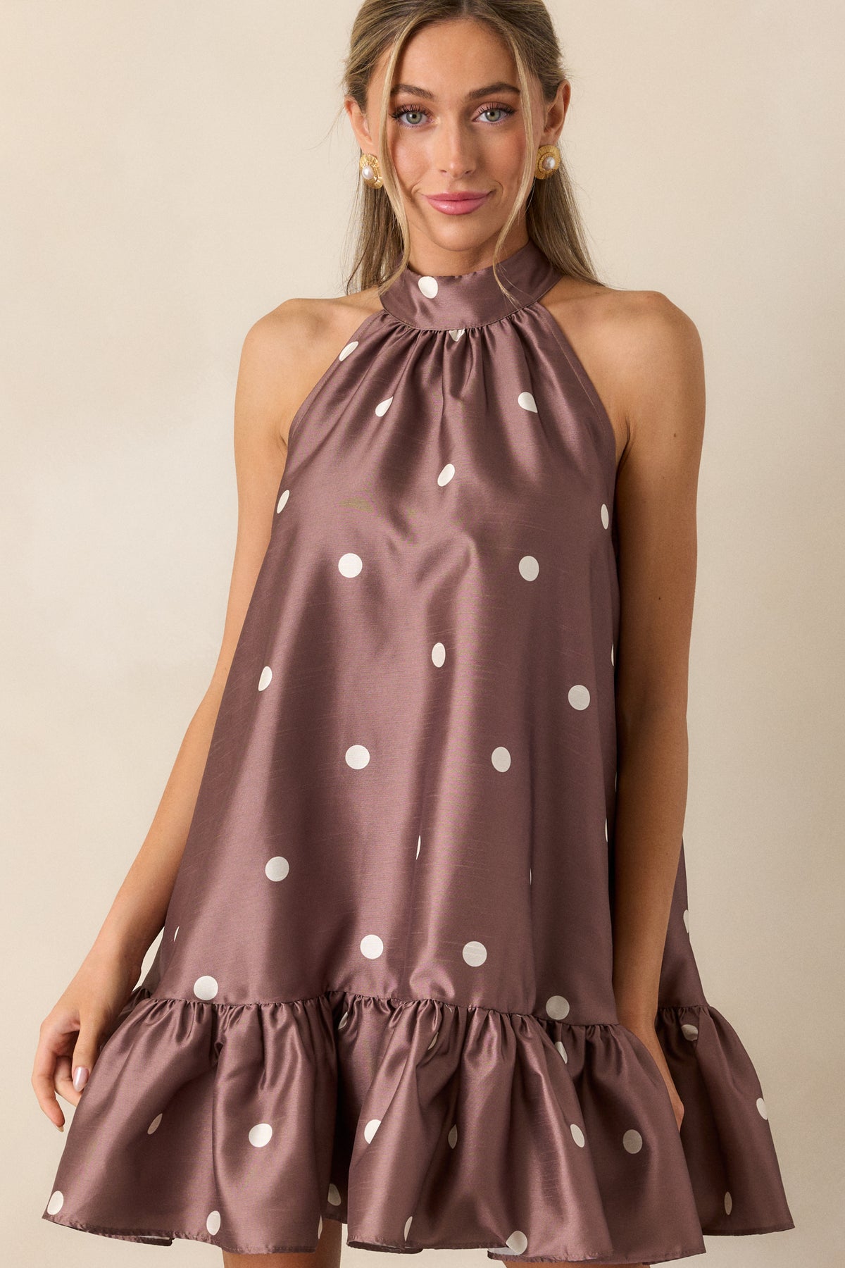 Halter Double Layered Dress-Chocolate