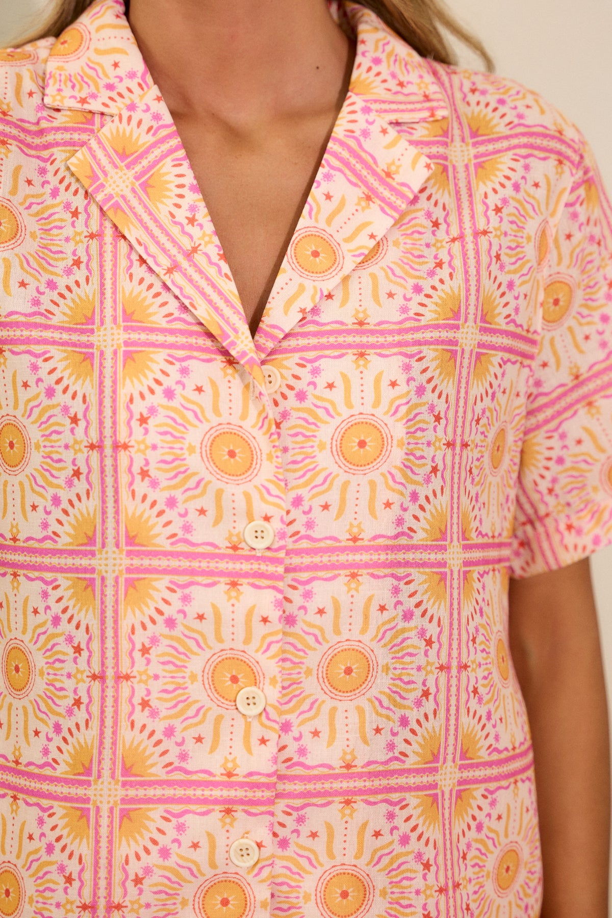 Pink Draped Printed Top main image 1
