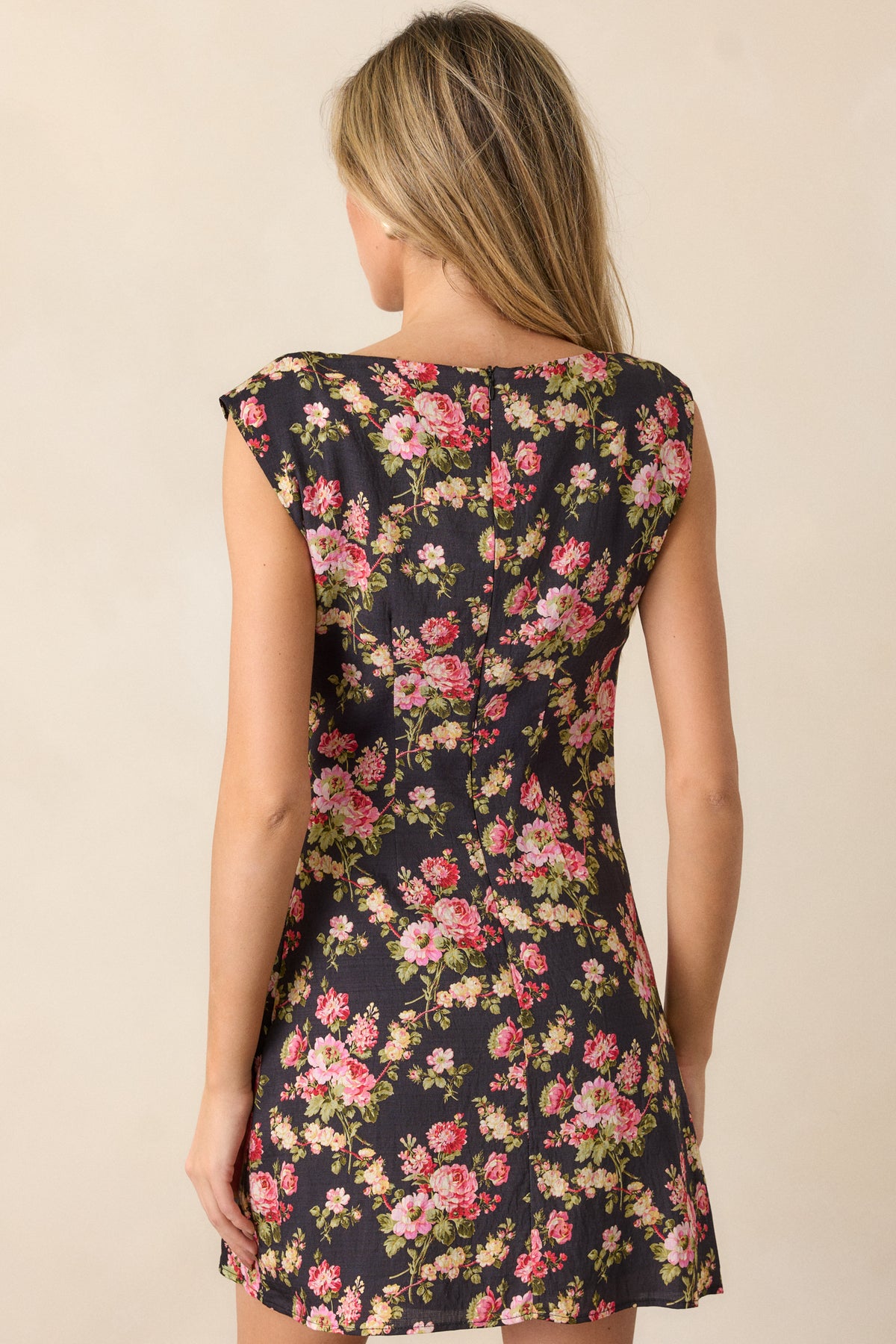 Black Floral Mini Dress