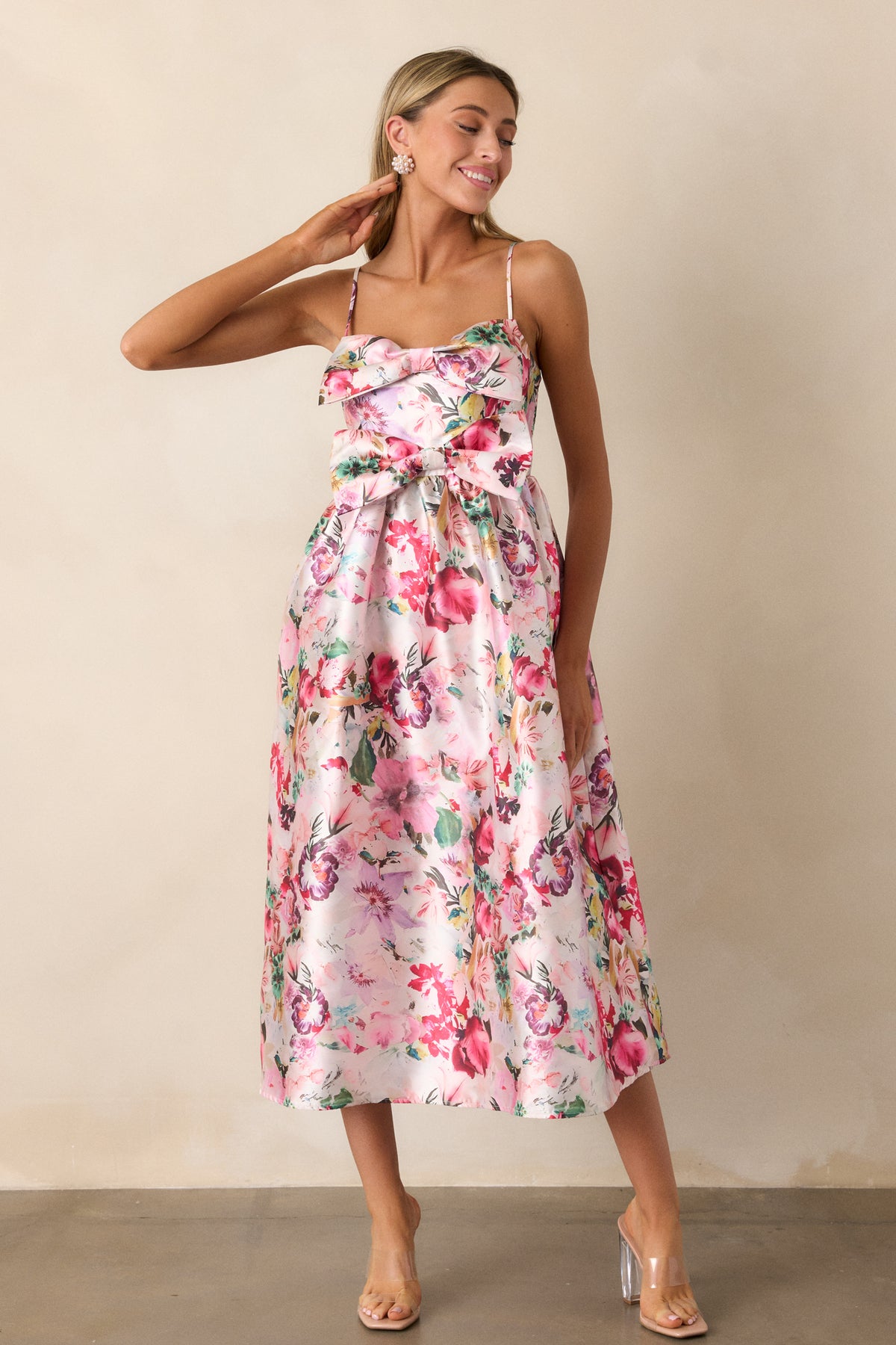The Mattis Floral Midi Dress-Pink main image 0