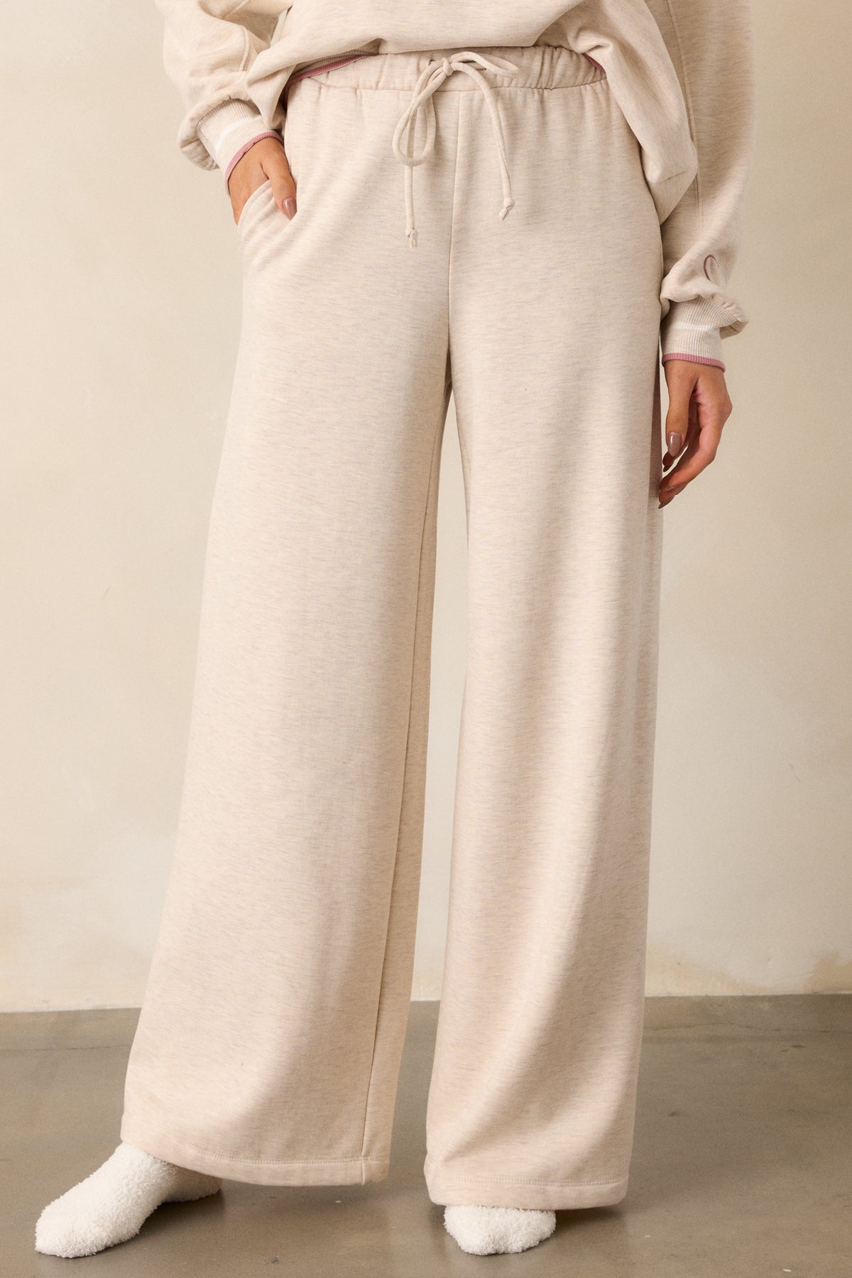 Fitted Black Embroidered Jacquard Warm Fleece Wide Leg Pants Winter main image 0
