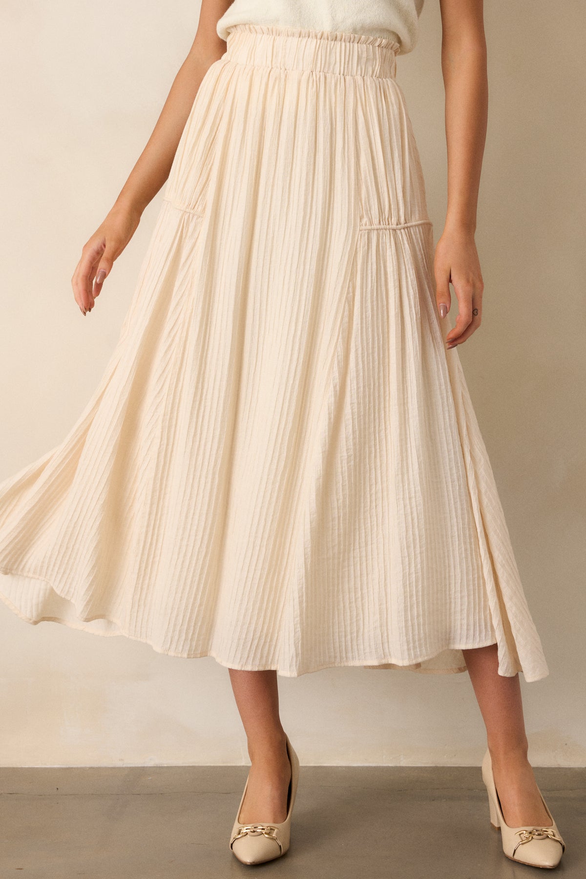 Beige Cascade Maxi Skirt main image 1