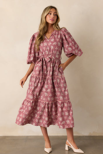 SANGRIA BLOOM WOVEN MIDI DRESS main image 0