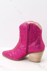6 Harlow Hot Pink Rhinestone Western Ankle Boots at reddress.com
