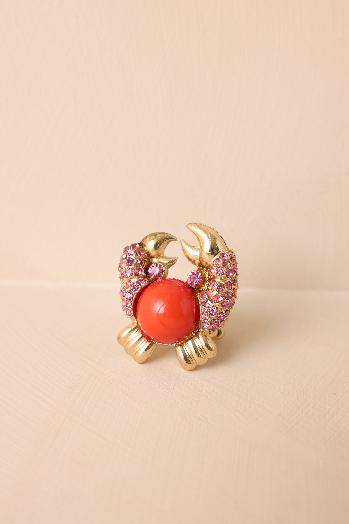 Pink Coral Rhinestone Stretch Ring - All Jewelry | Red Dress