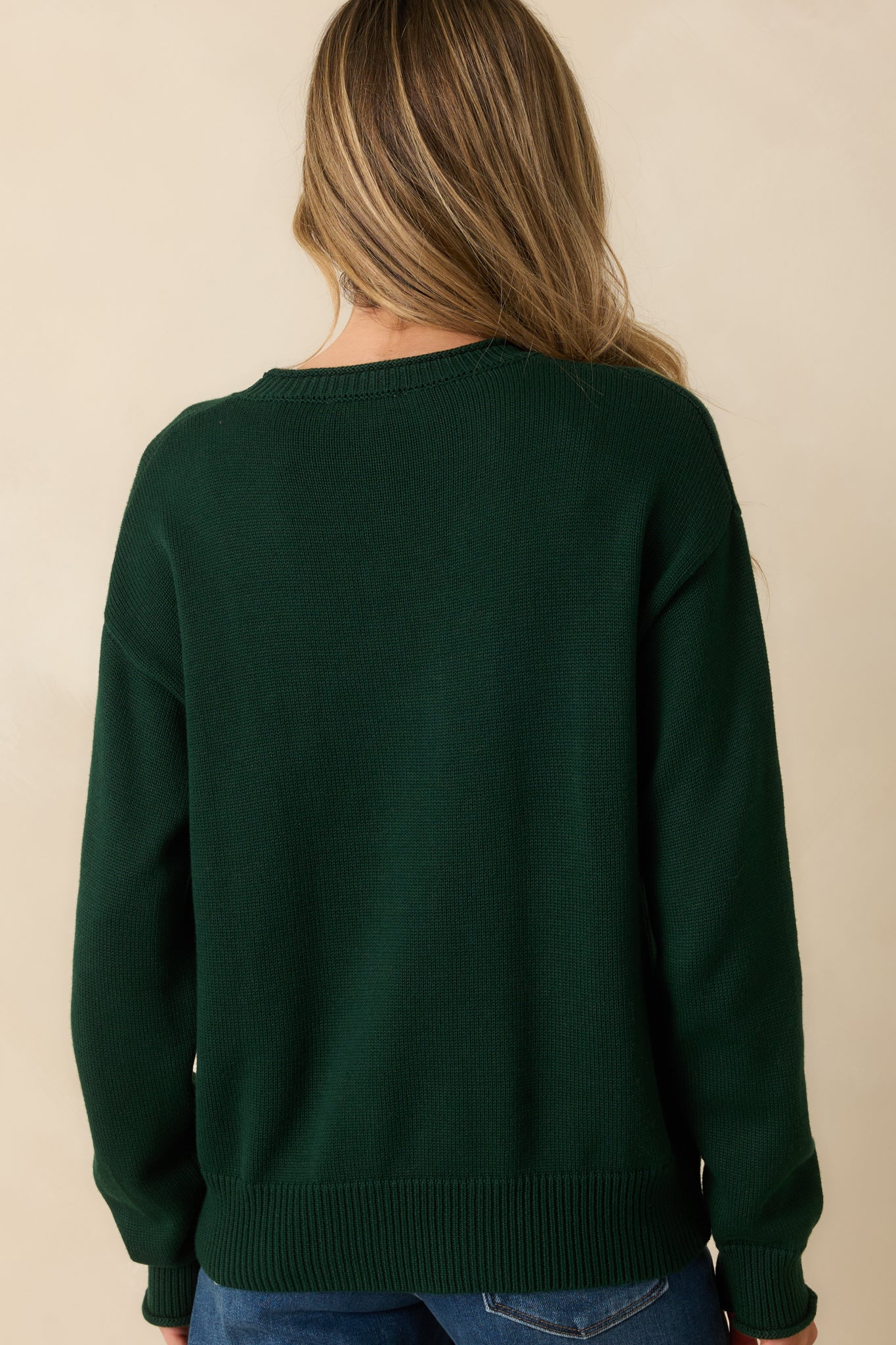 Don’t Wait Around Hunter Green Teddy Bear Graphic Crewneck Sweater