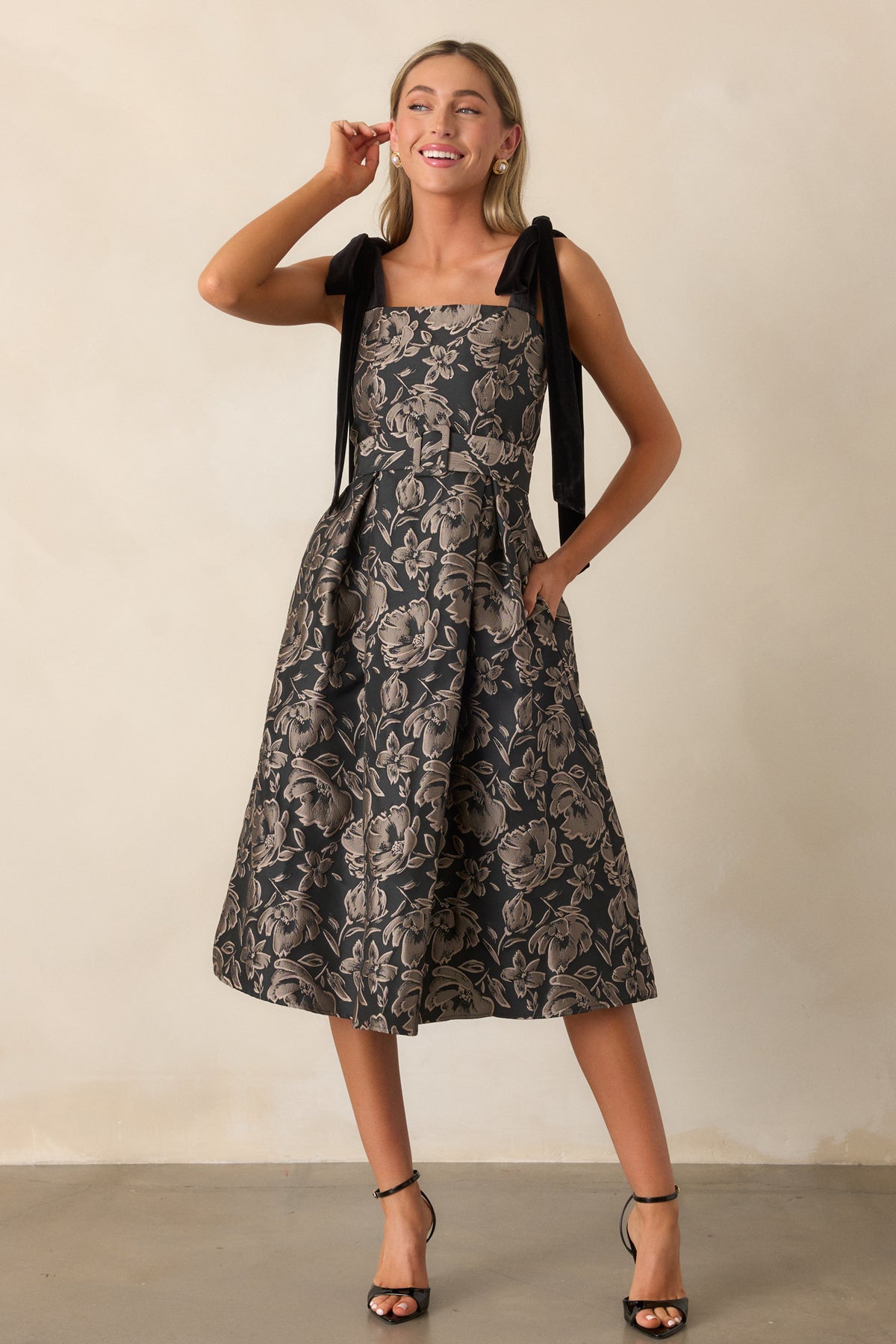 Floral Jacquard Midi Dress
