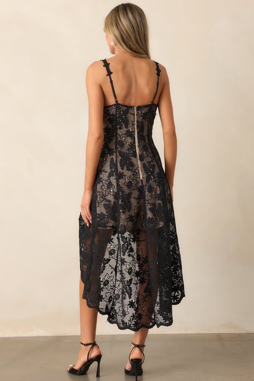 Black Lace High Low Dress