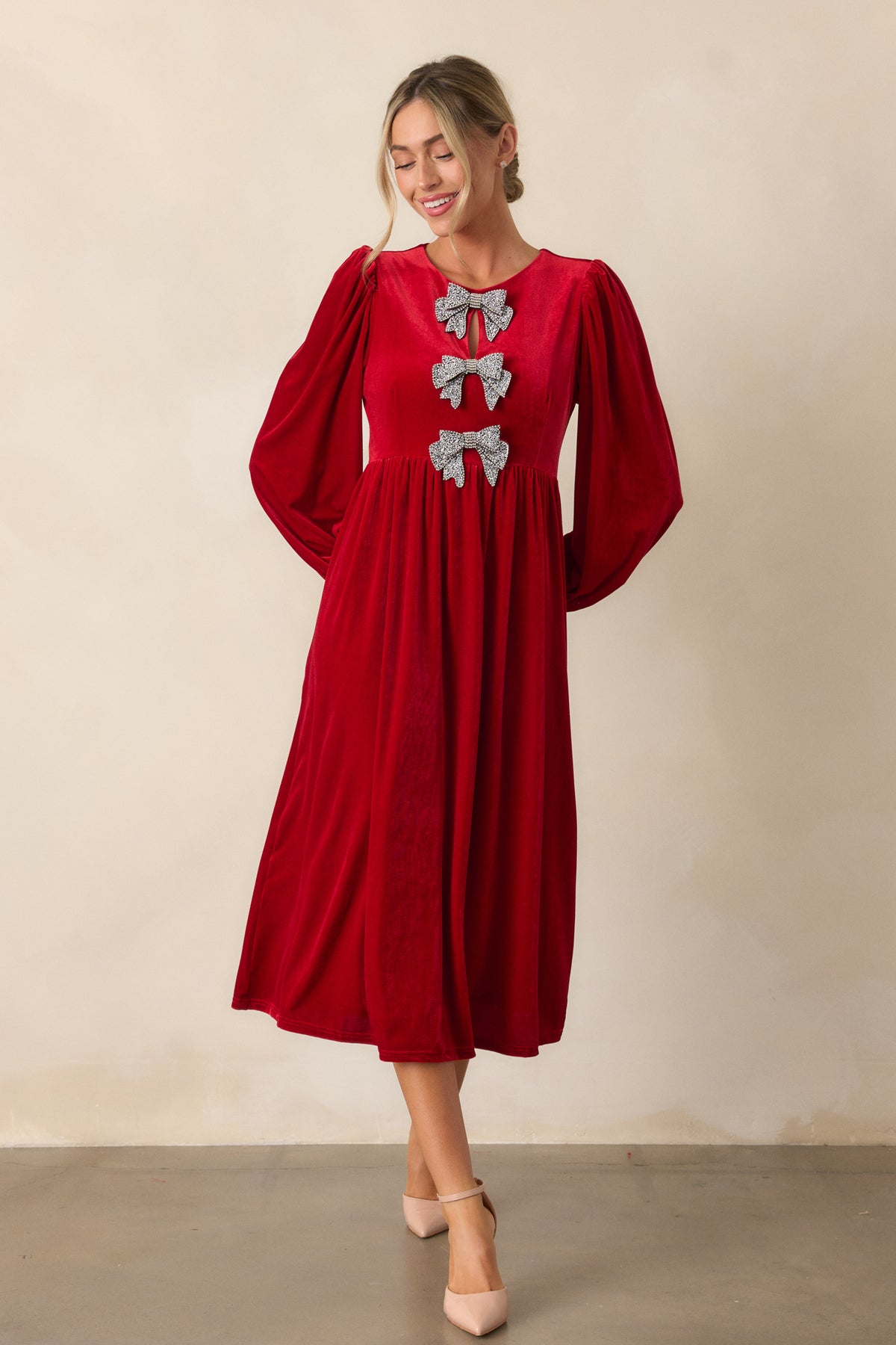 Red Velvet Midi Dress All Dresses Red Dress
