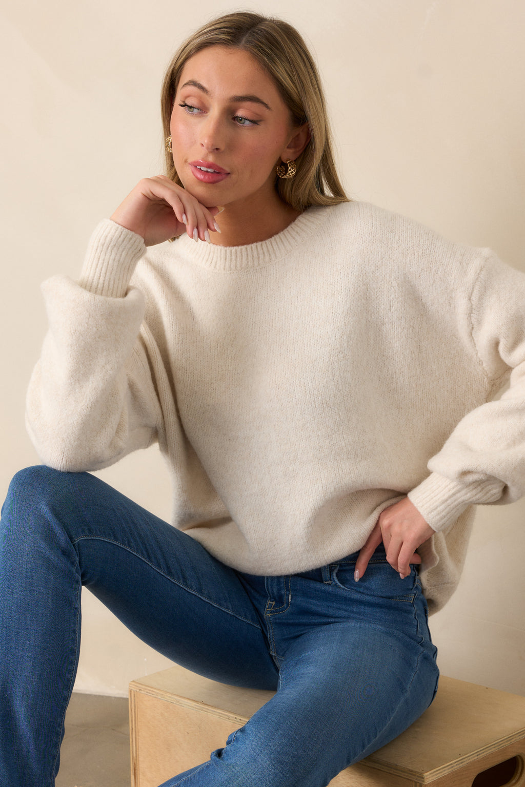 dravi mini sweater dress oatmeal Adorable Oatmeal Sweater - All Tops
