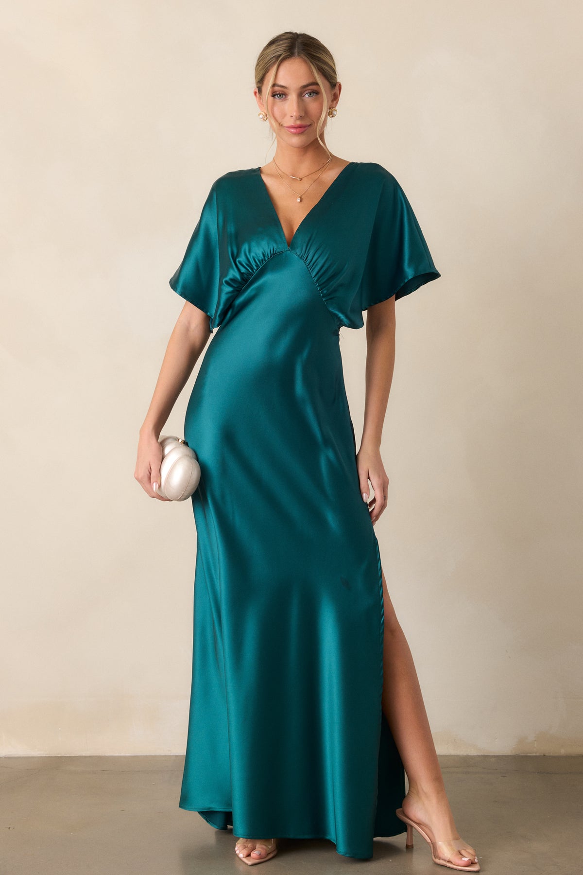 Effortless Appeal Satin Maxi Dress Teal main image 0