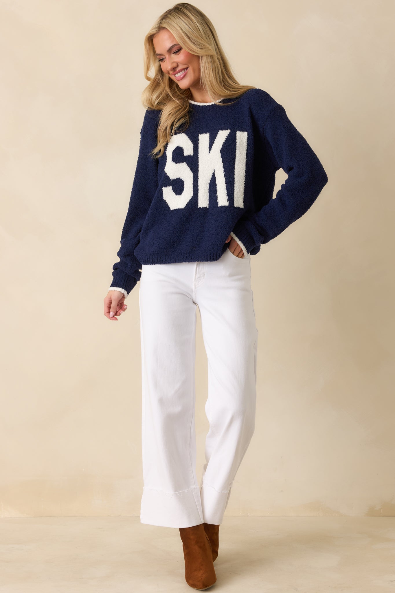 Best I've Seen White Stretch Wide Leg Cuffed Jeans