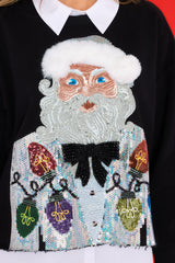 3 Black Sweatshirt With Silver Christmas Light Blazer Santa at reddress.com