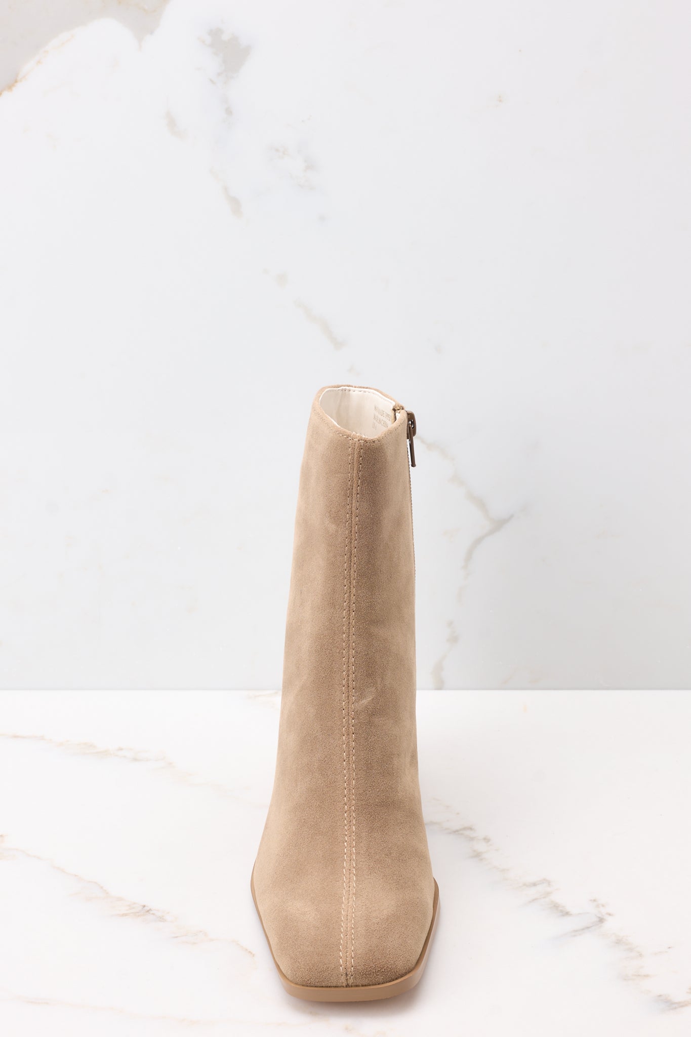 Classic Taupe Zip-up Booties - All Shoes | Red Dress