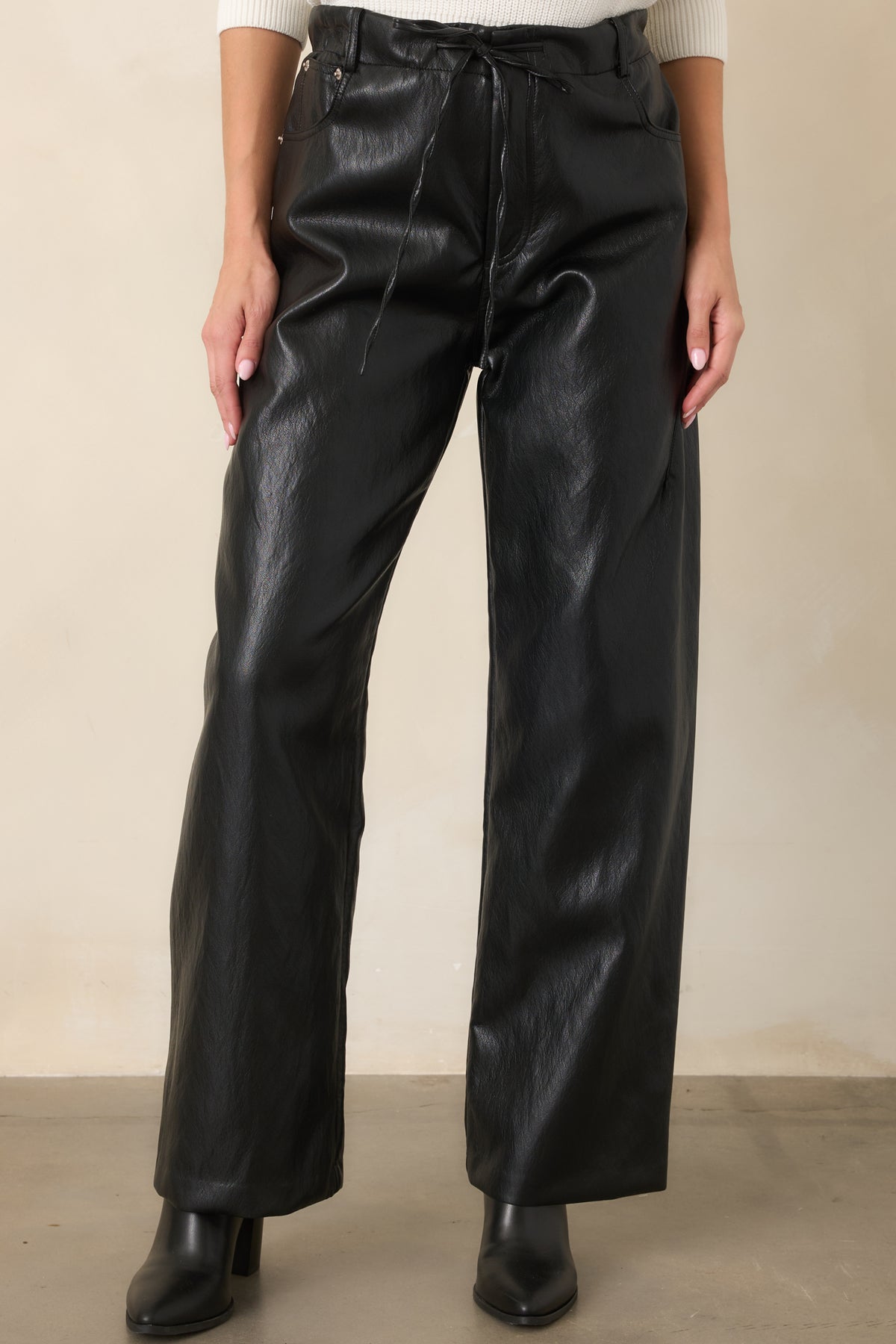 In The Mix Black Faux Leather Wide Leg Pants