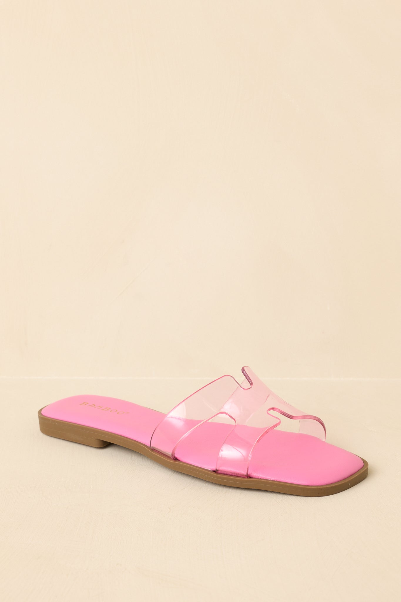 pink dress sandals Women's Clear the Way Pink Transparent Strap Slide Sandals | Size: 8