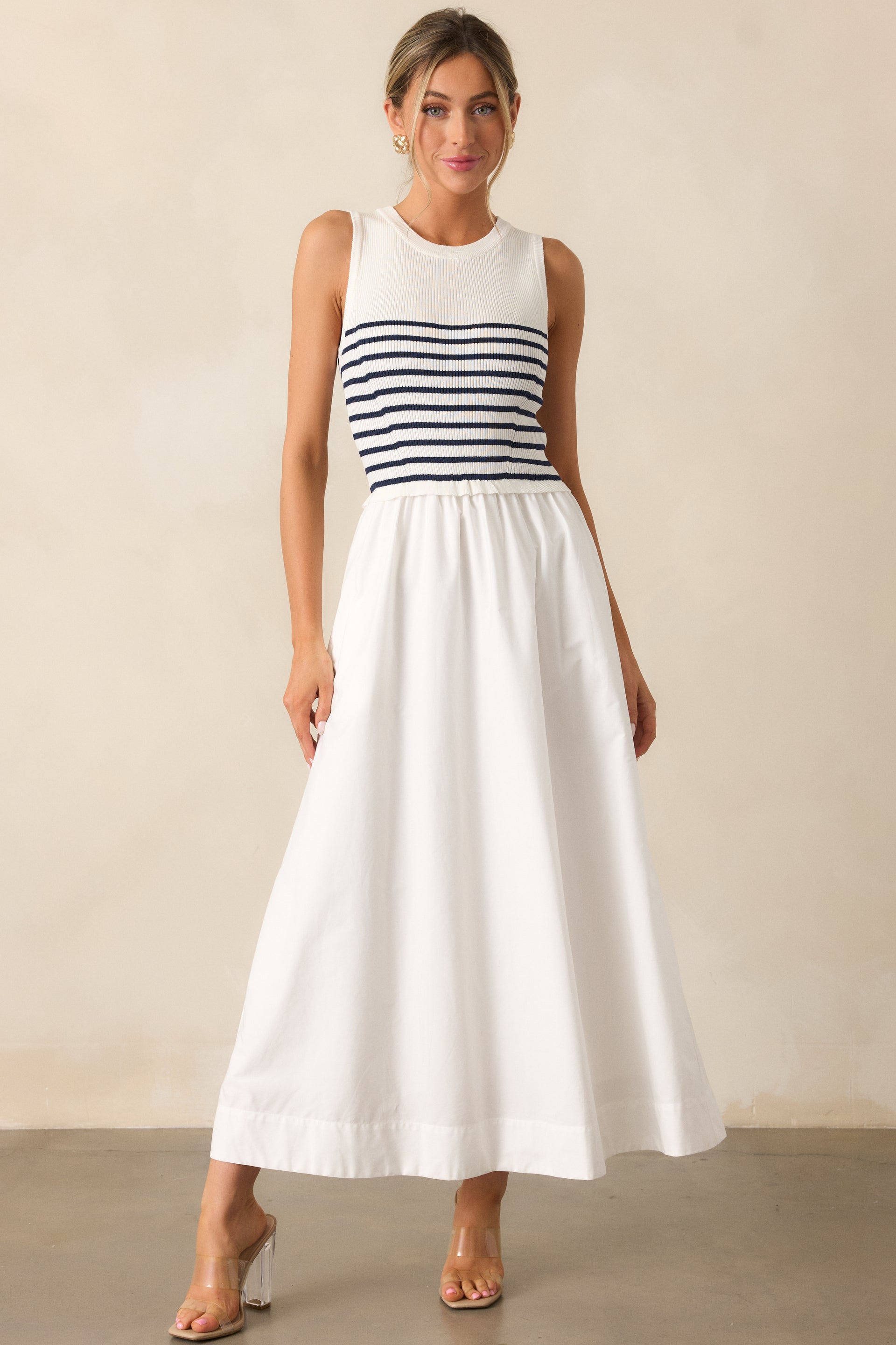 Picnic Corset Maxi Dress-Brown/White